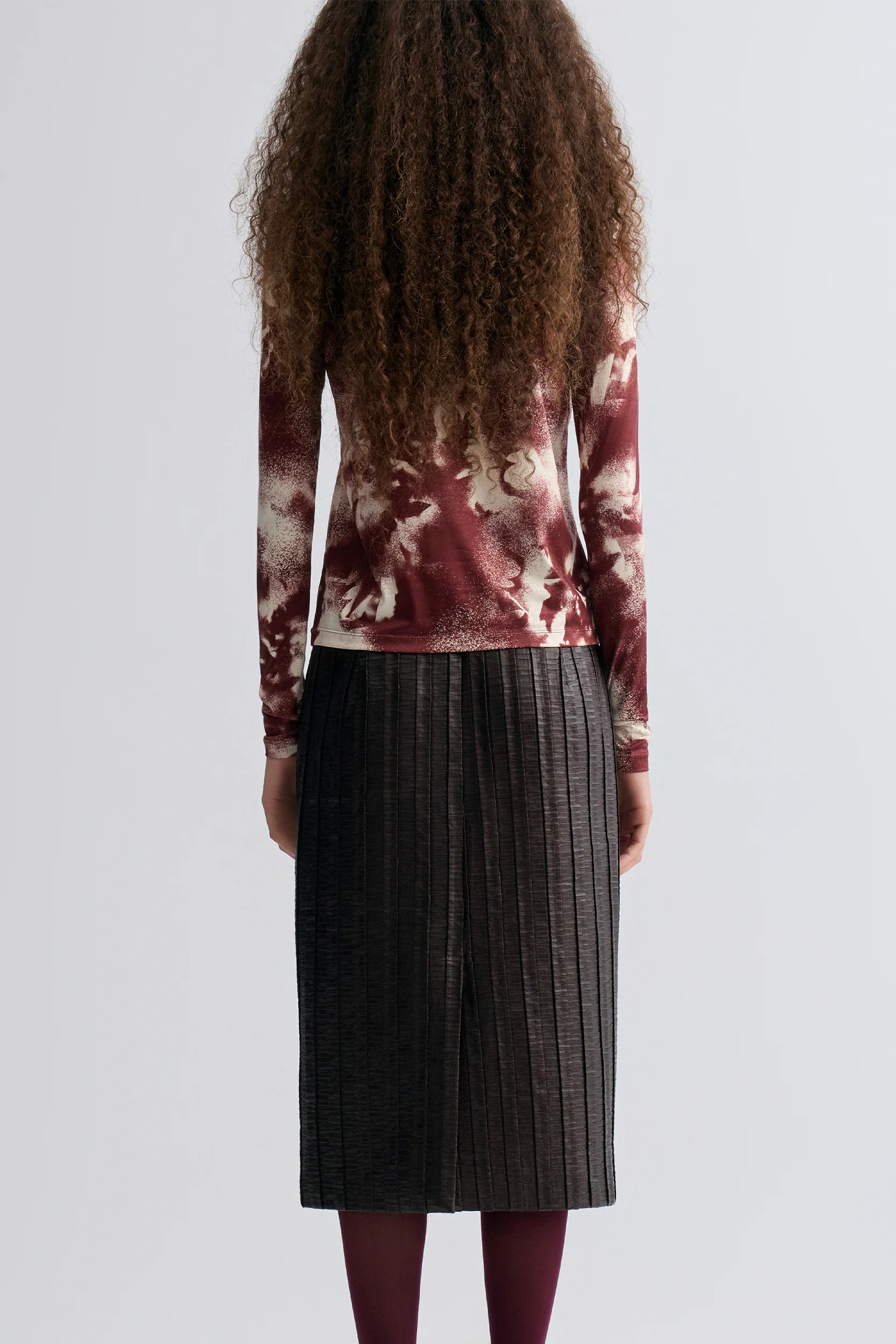 Abstract Art Long Sleeve Turtleneck Top Cranberry - Image 2