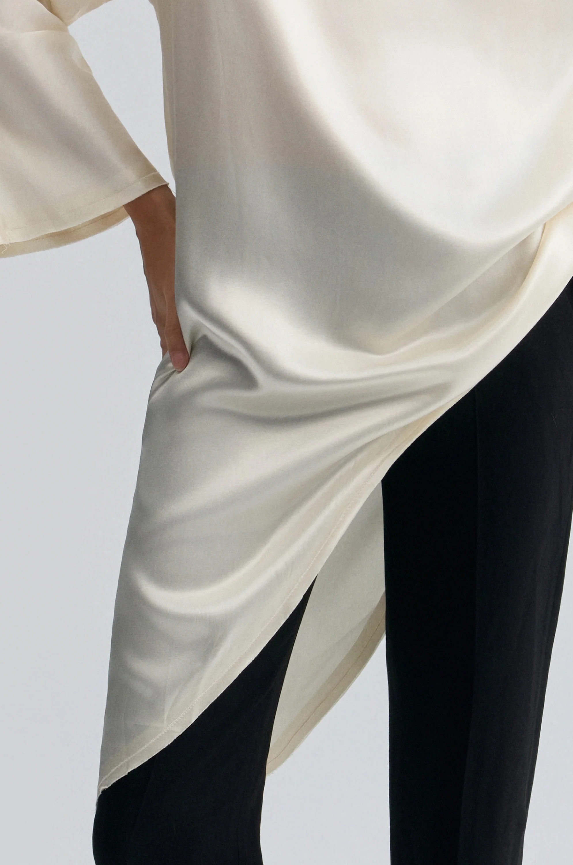 Asymmetric Slouch-neck Blouse Cream - Image 10
