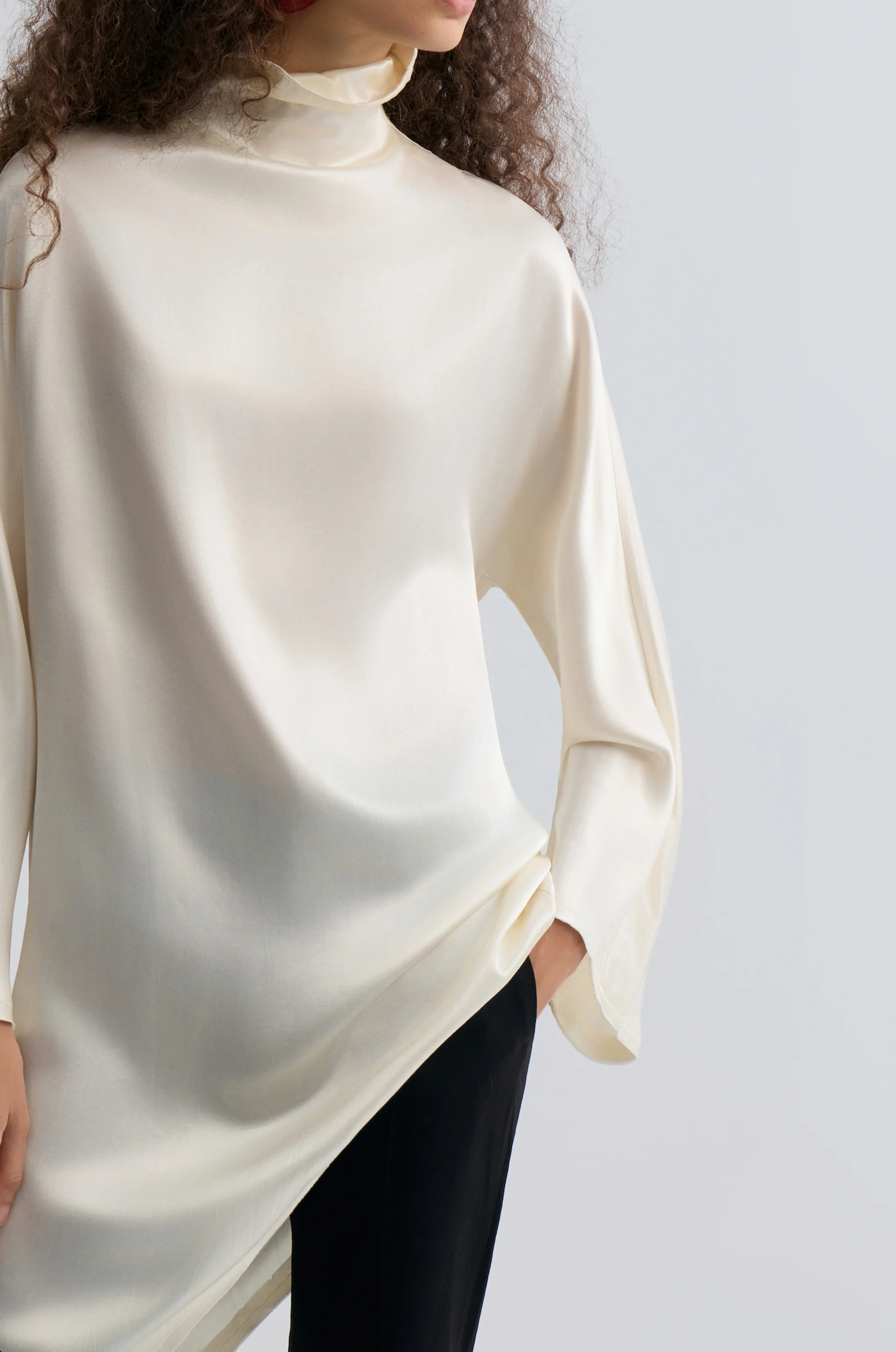 Asymmetric Slouch-neck Blouse Cream - Image 7