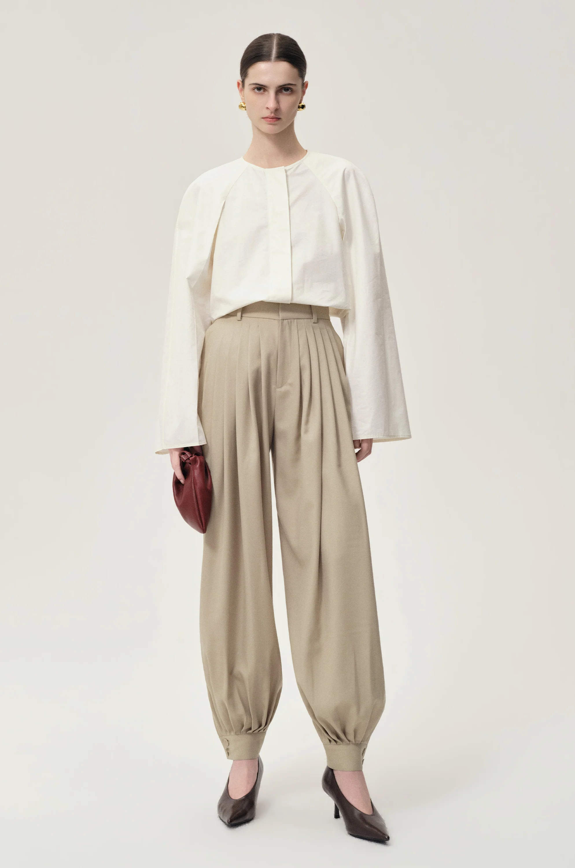 Balloon Pleat Trousers Fossil - Image 3