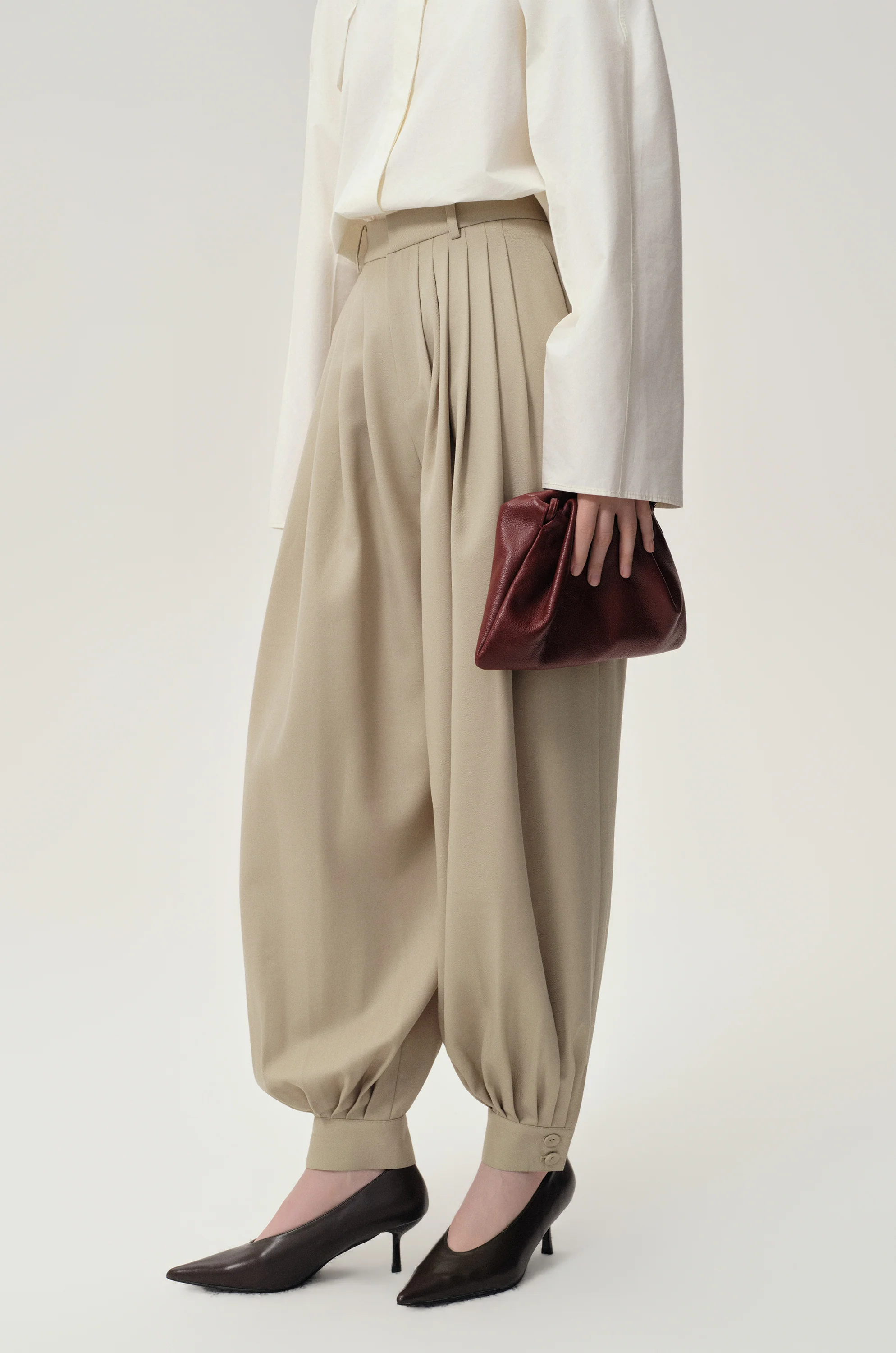Balloon Pleat Trousers Fossil - Image 4
