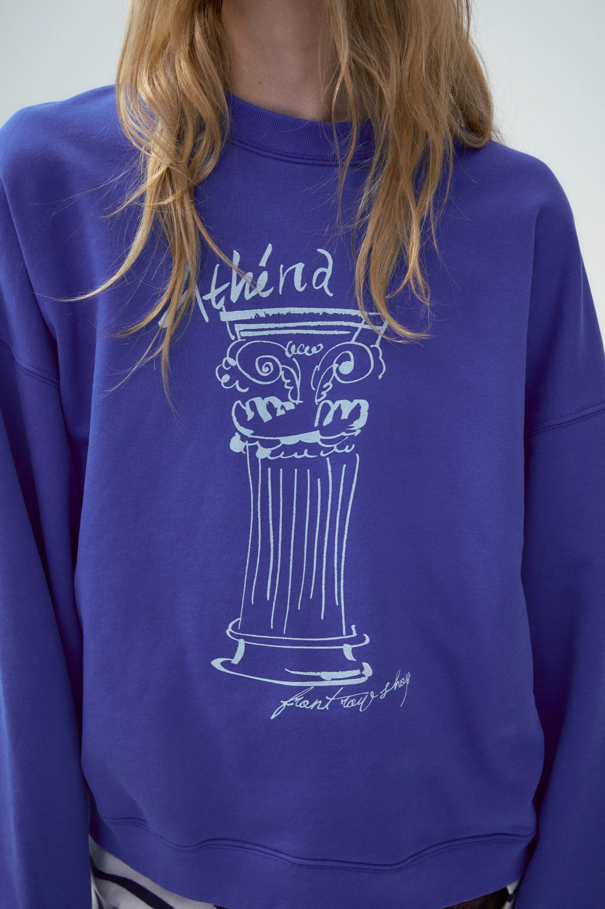 “Bon voyage” Sweatshirt Capsule Series – “Meet the Goddess” Greek Pillar Sweatshirt - Sapphire blue - Image 3