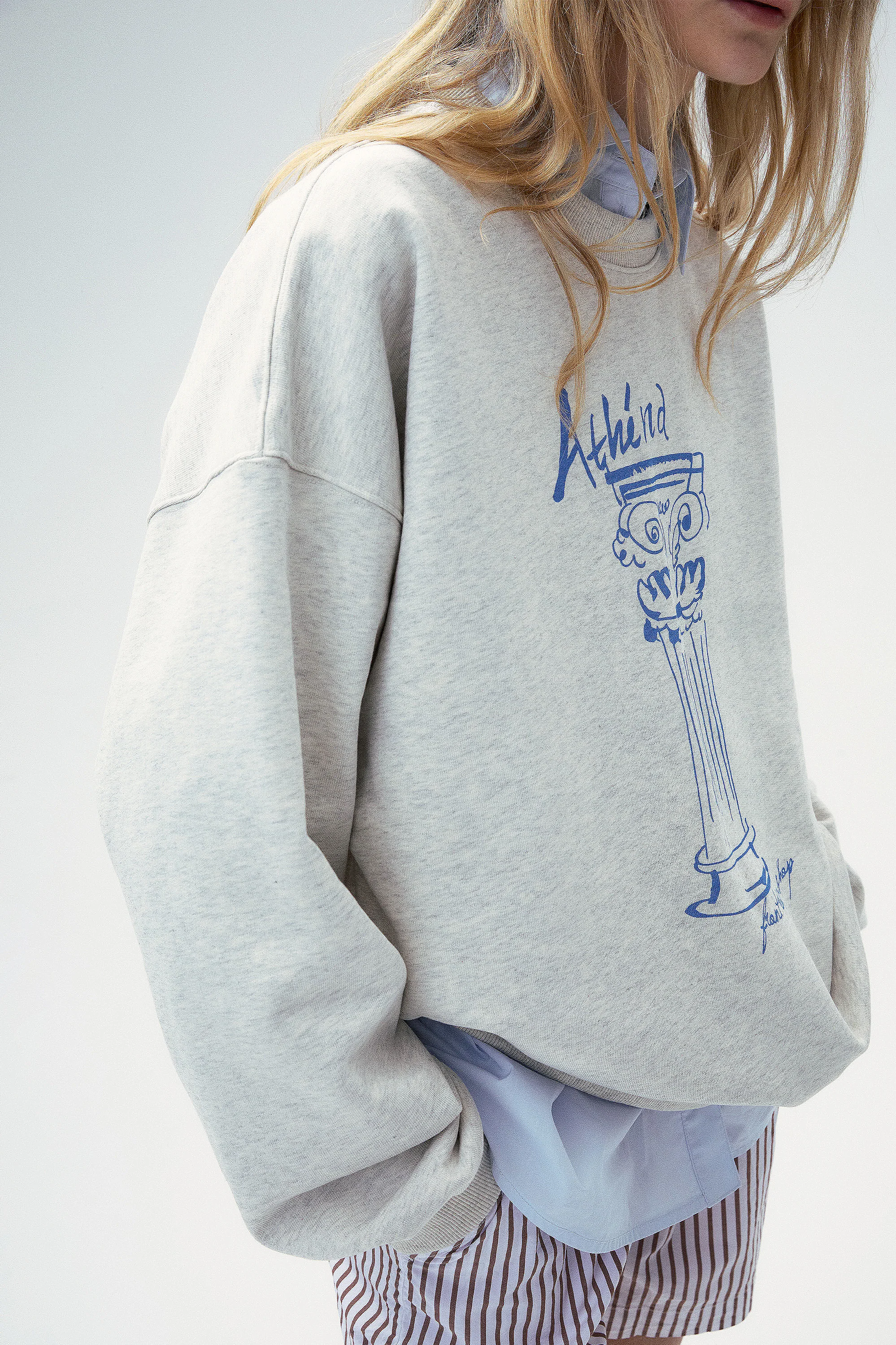 “Bon voyage” Sweatshirt Capsule Series – “Meet the Goddess” Greek Pillar Sweatshirt - Sapphire blue - Image 5