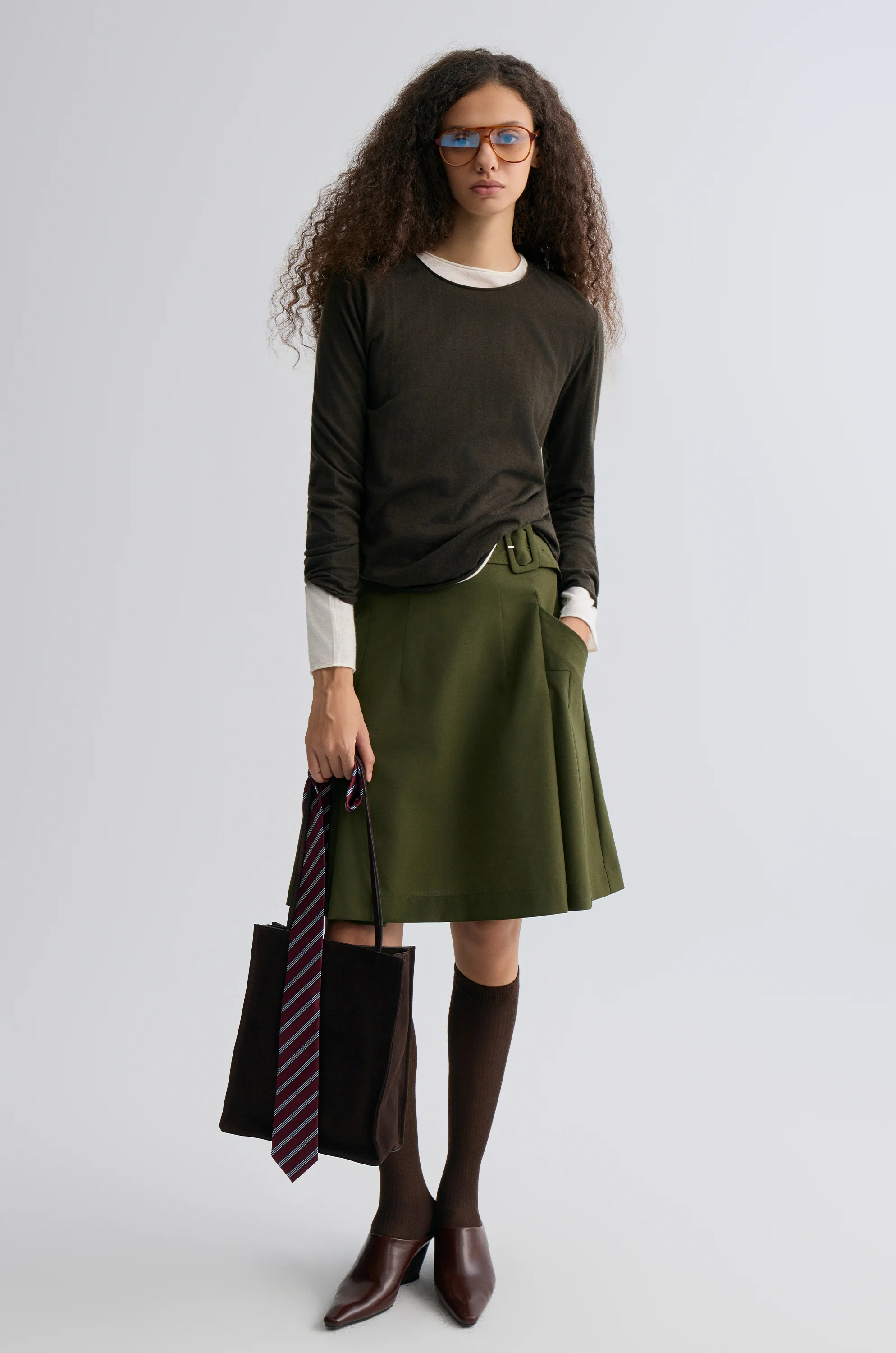 Cloudlike Knit Soft Crewneck Black Olive - Image 3