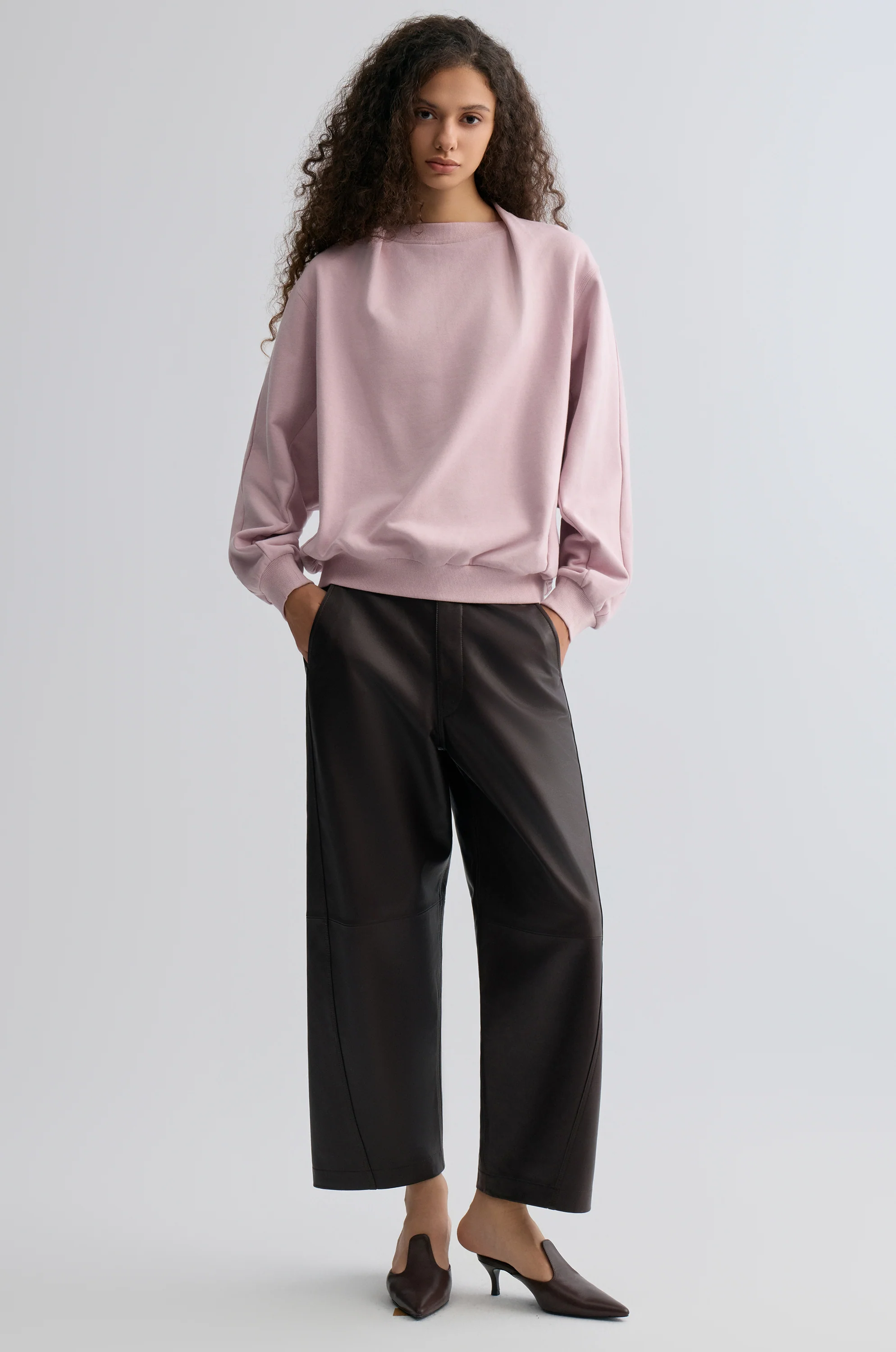 Cotton Panelled Sweater Lilac - Image 6