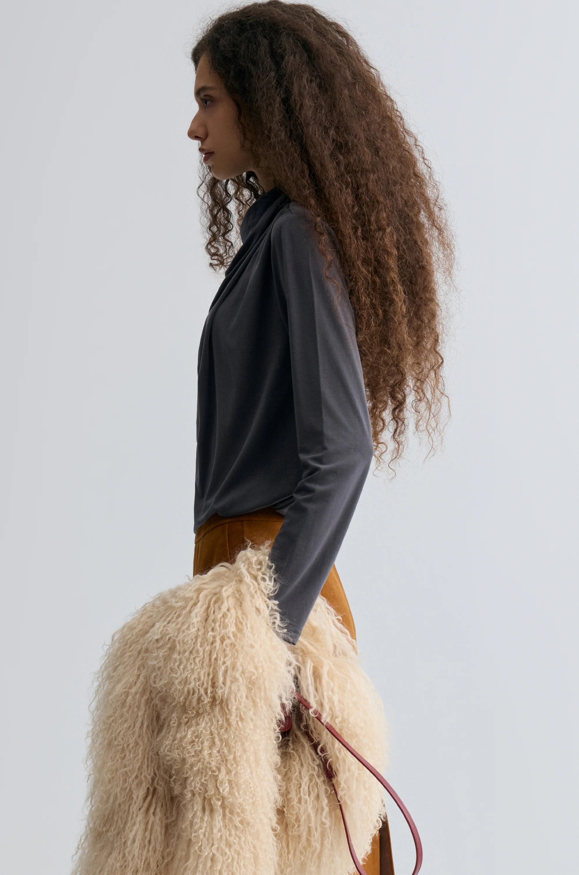 Cowl Jersey Top Heather Grey - Image 4