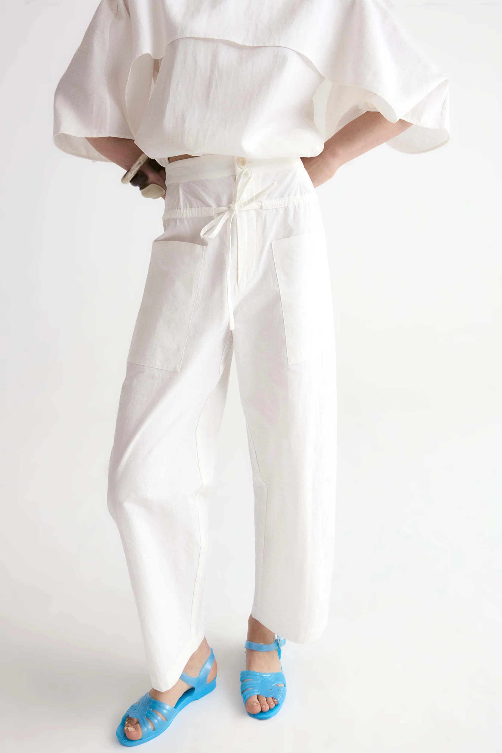 Double Waist Trousers-White - Image 8