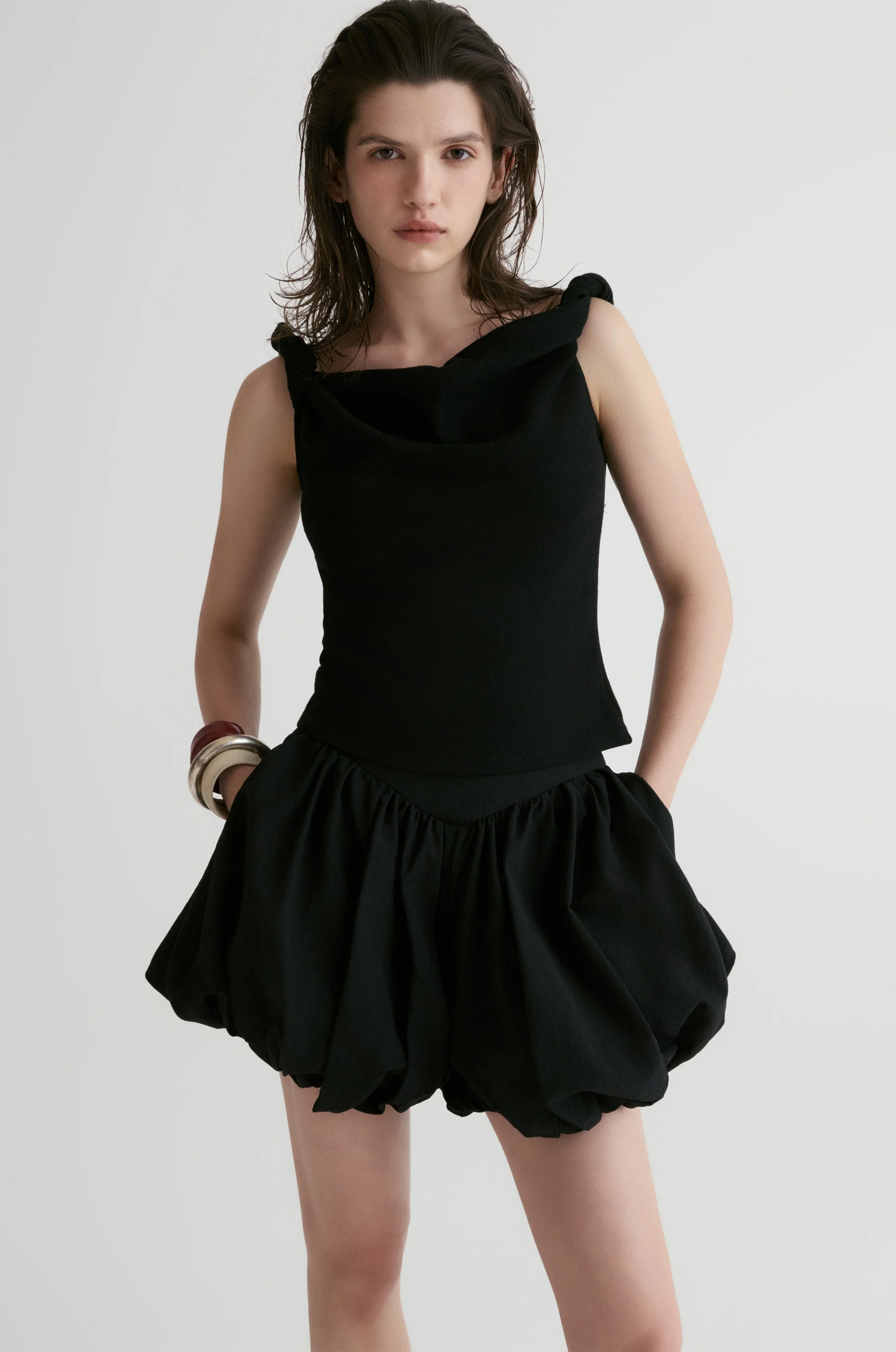 Dry Loop Terry Twisted Tank Top-Black - Image 6
