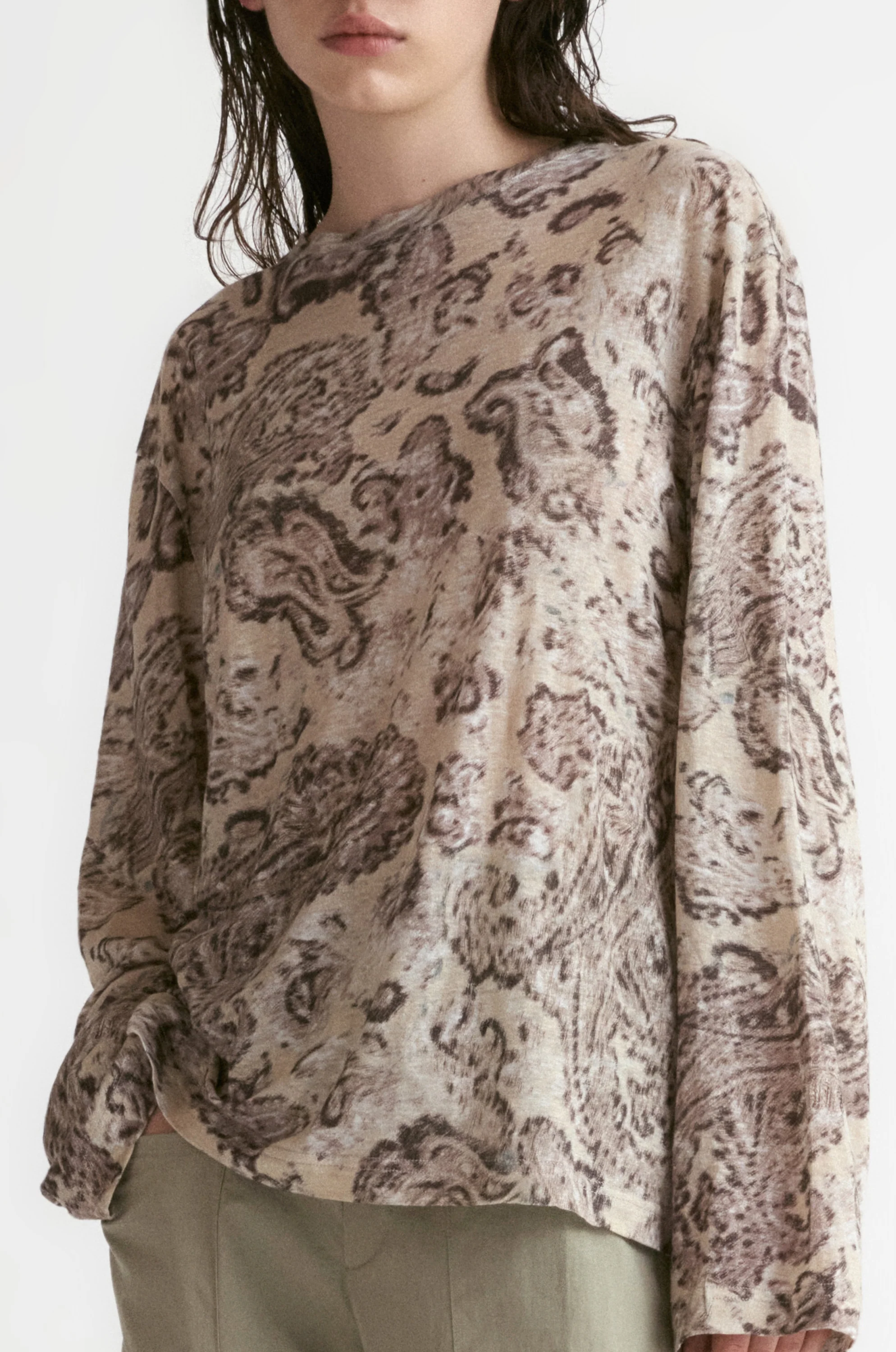 Boho Paisley Linen T-shirt - Image 2