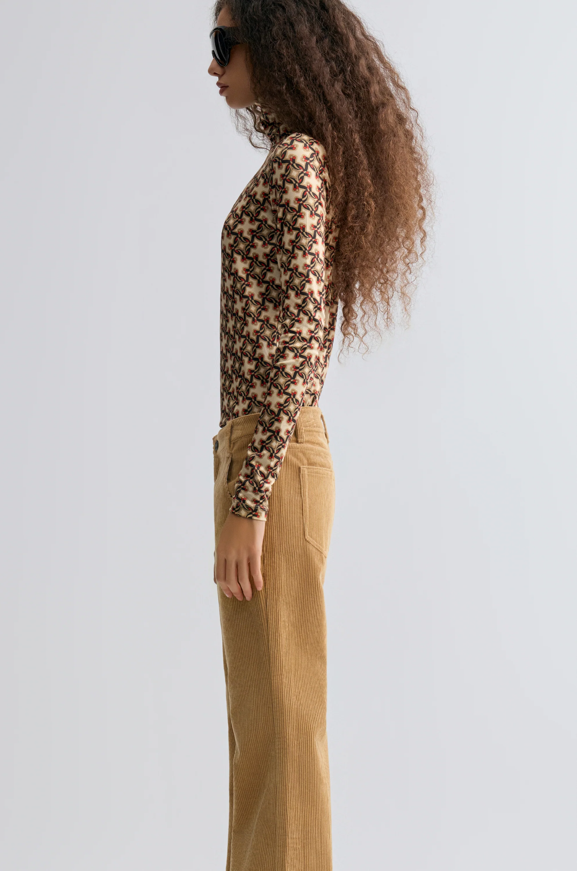 Geometric Long Sleeve Turtleneck Top - Image 4