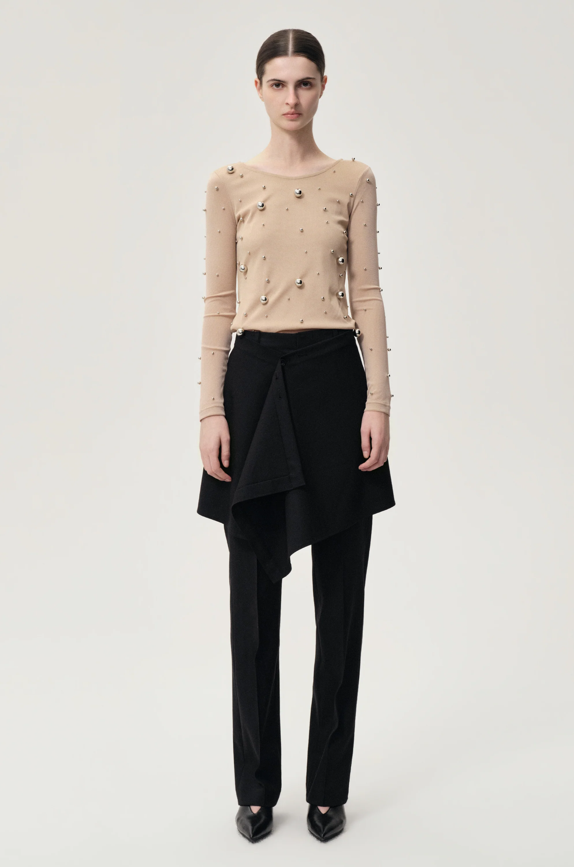 Layered Skirt Trousers Black