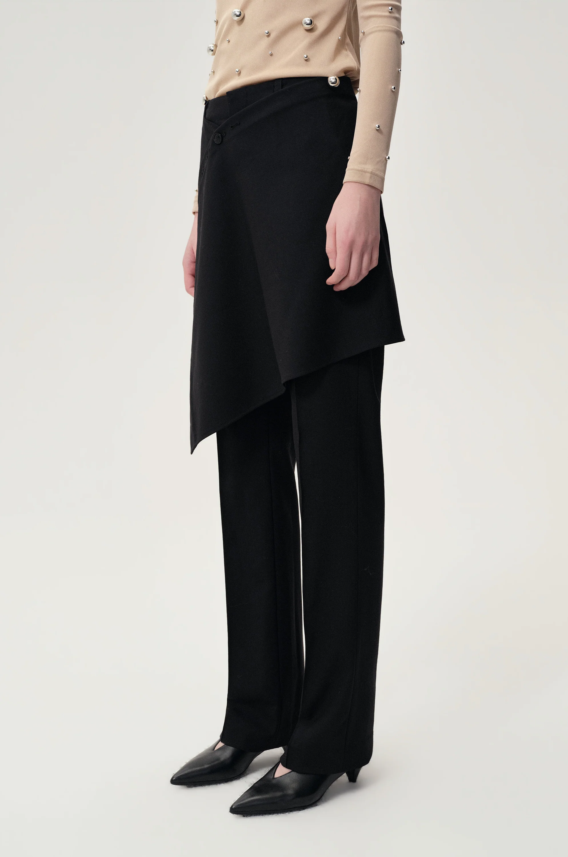 Layered Skirt Trousers Black - Image 4