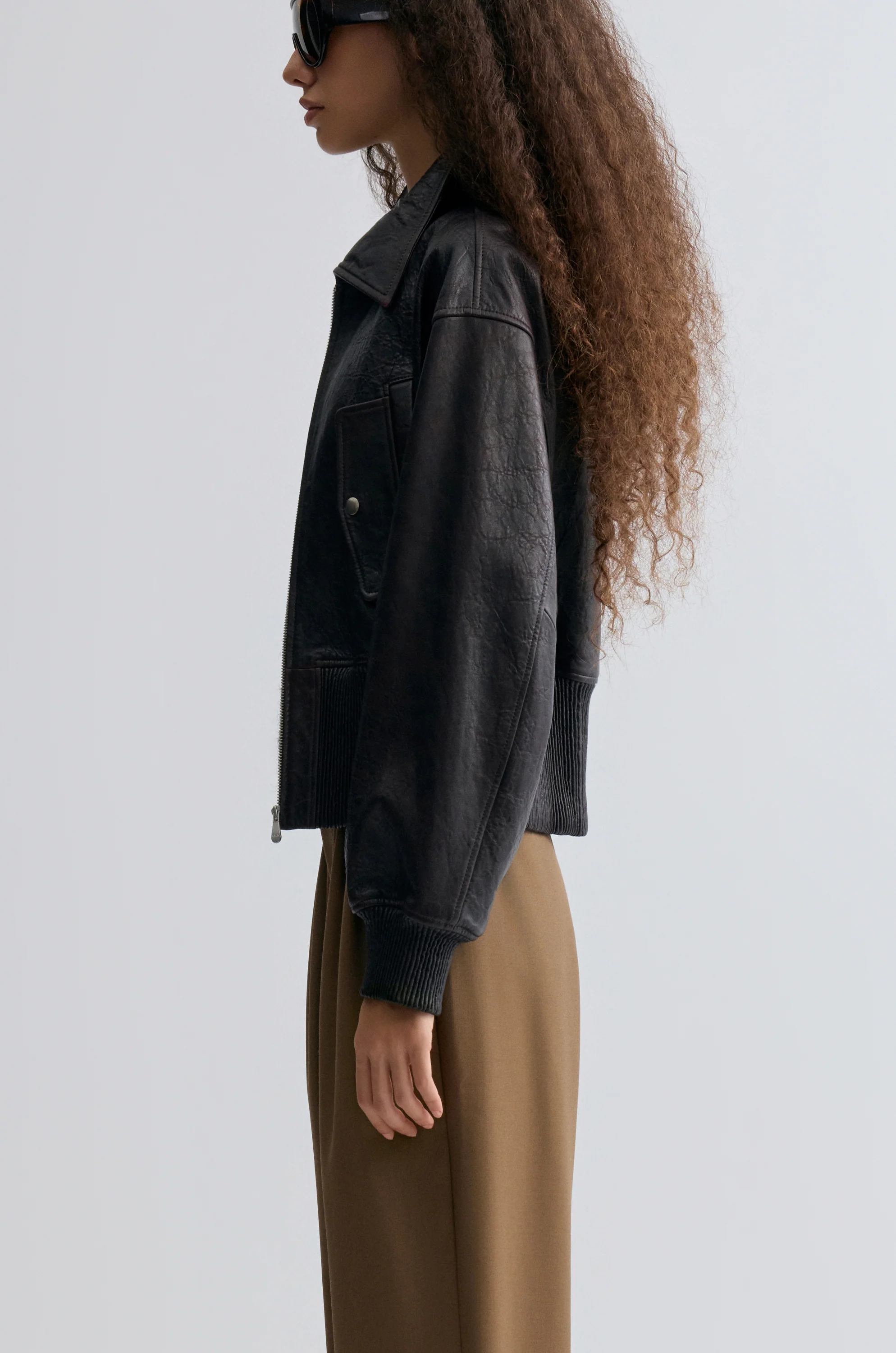 Leather Bomber Jacket - Image 4