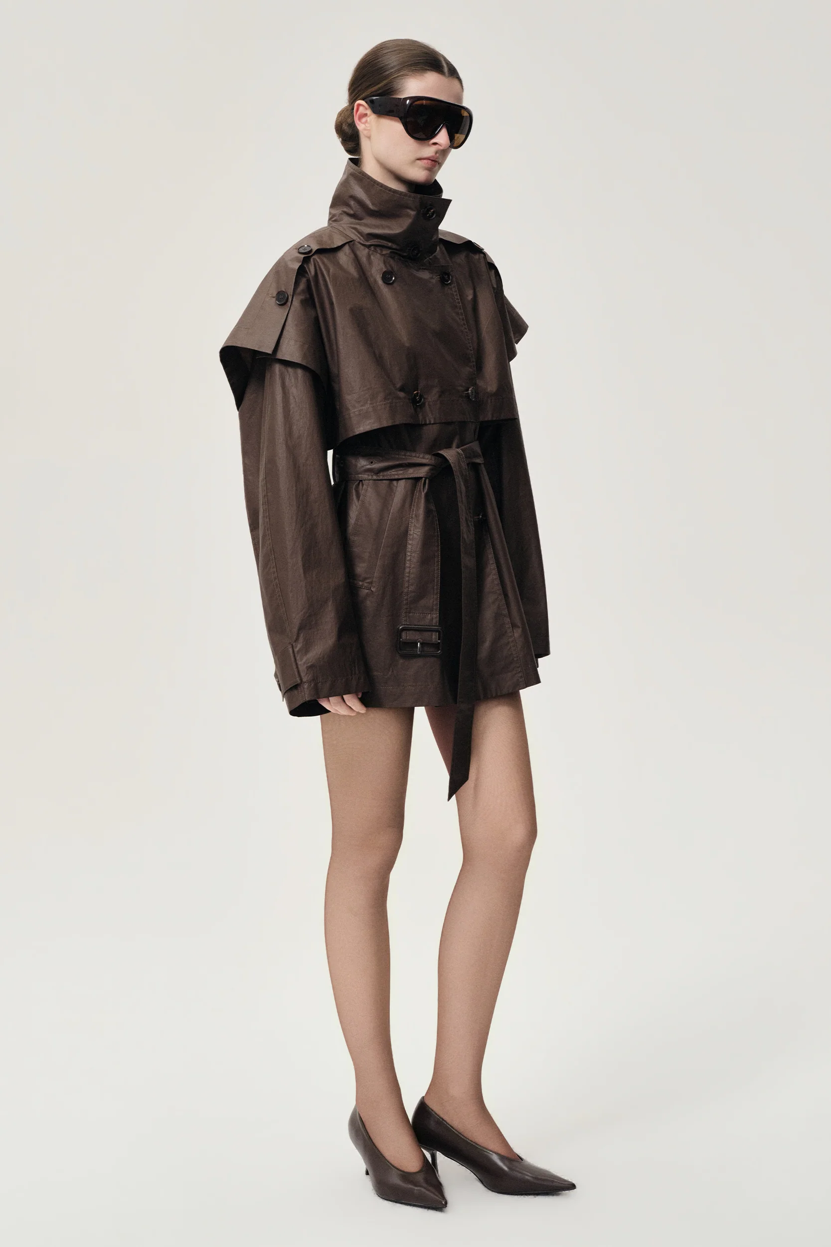 Lisa  Cape Trench Dark Cherry