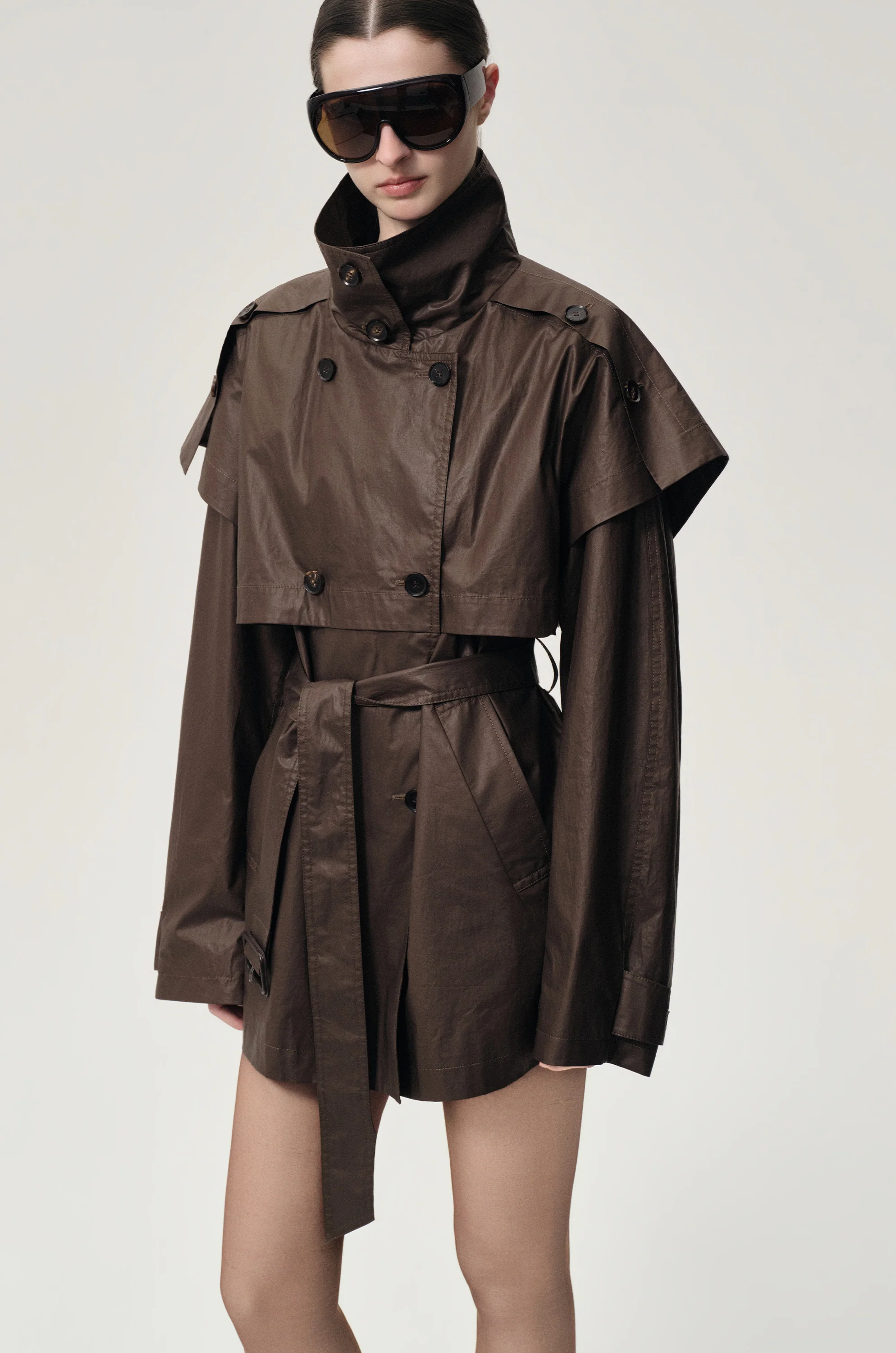 Lisa  Cape Trench Dark Cherry - Image 6