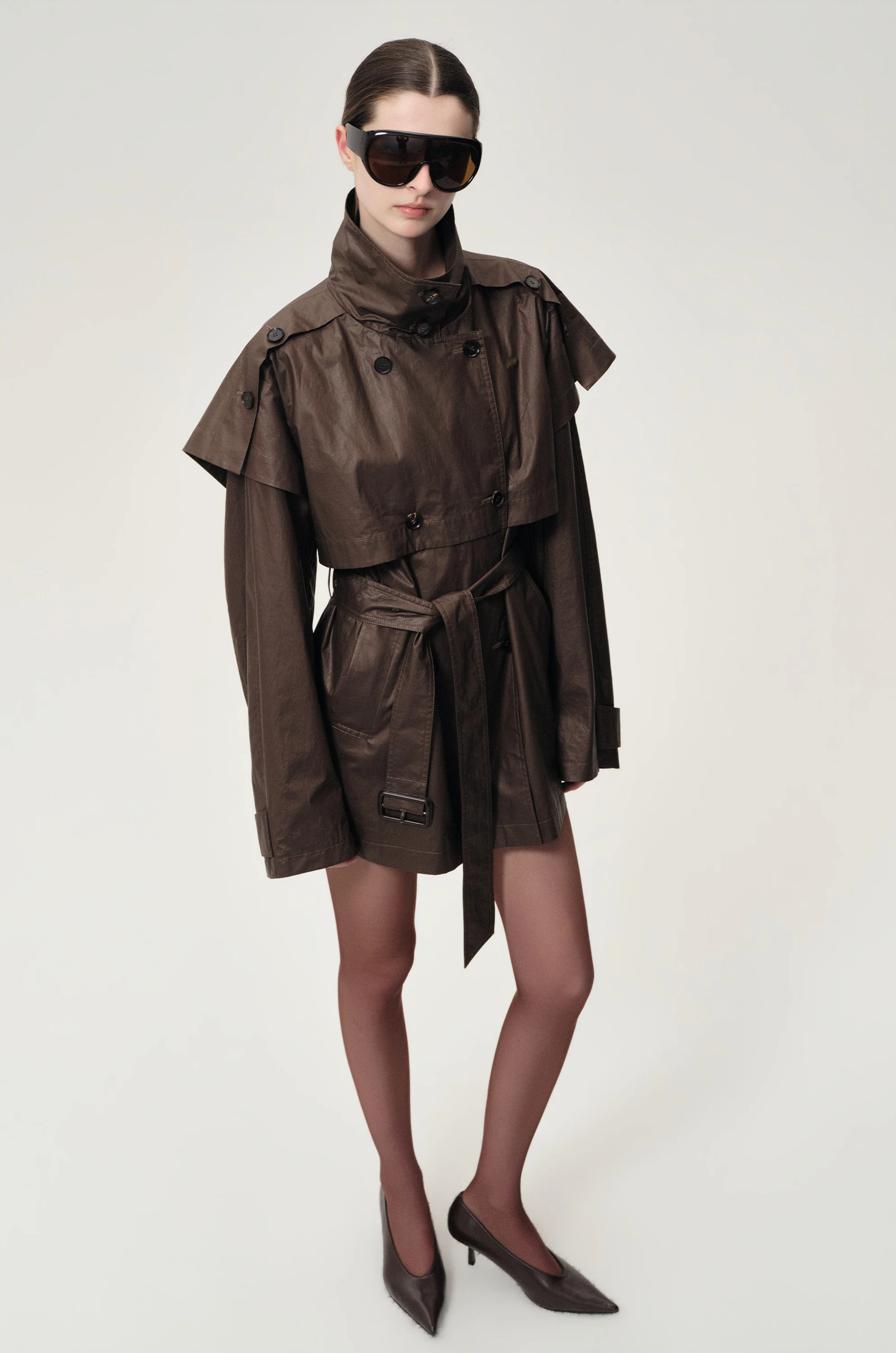 Lisa  Cape Trench Dark Cherry - Image 8