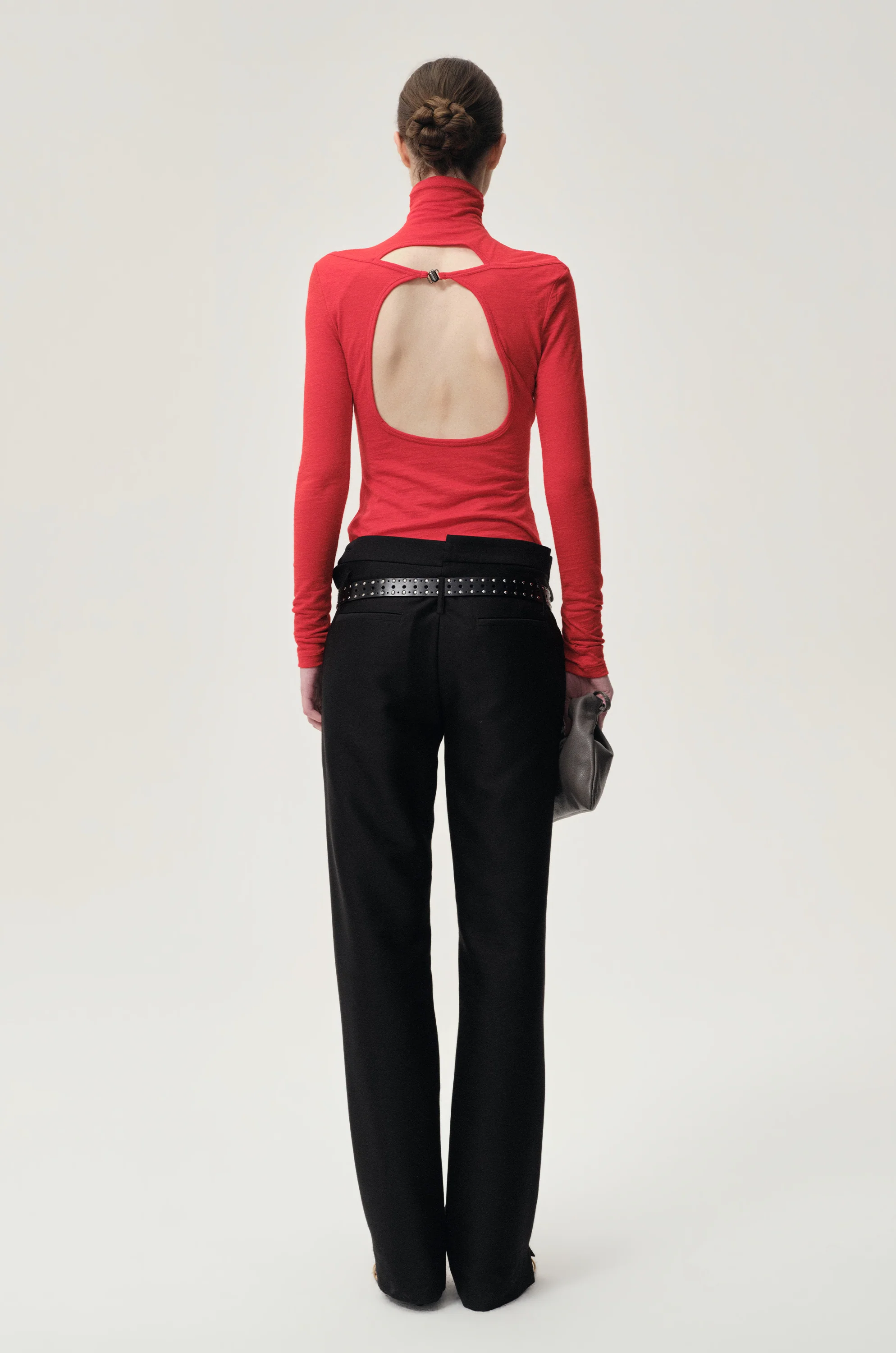 Open-back Wool Jersey Top Red - Image 4
