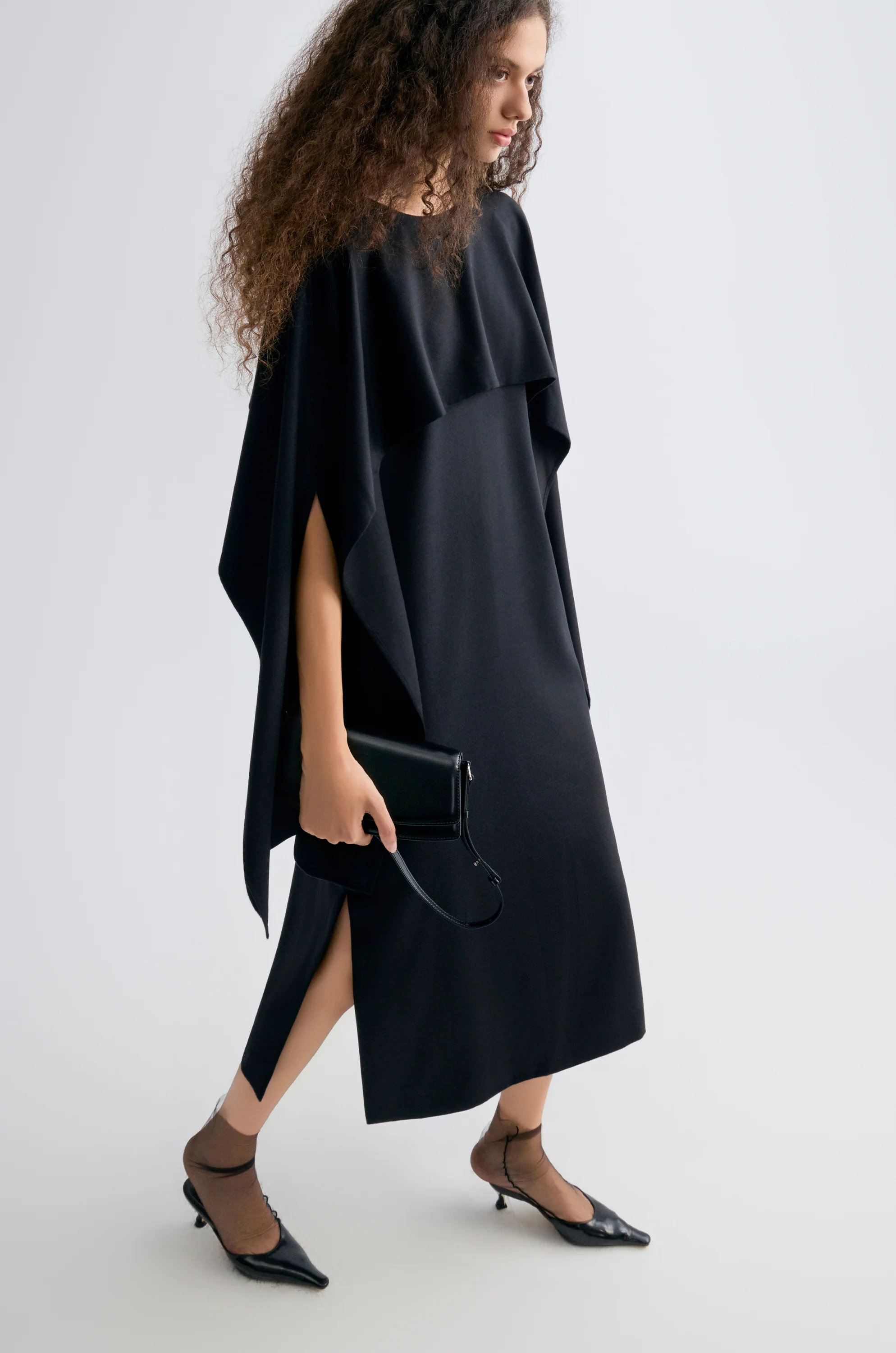 Opera Cape Maxi Dress Black - Image 10