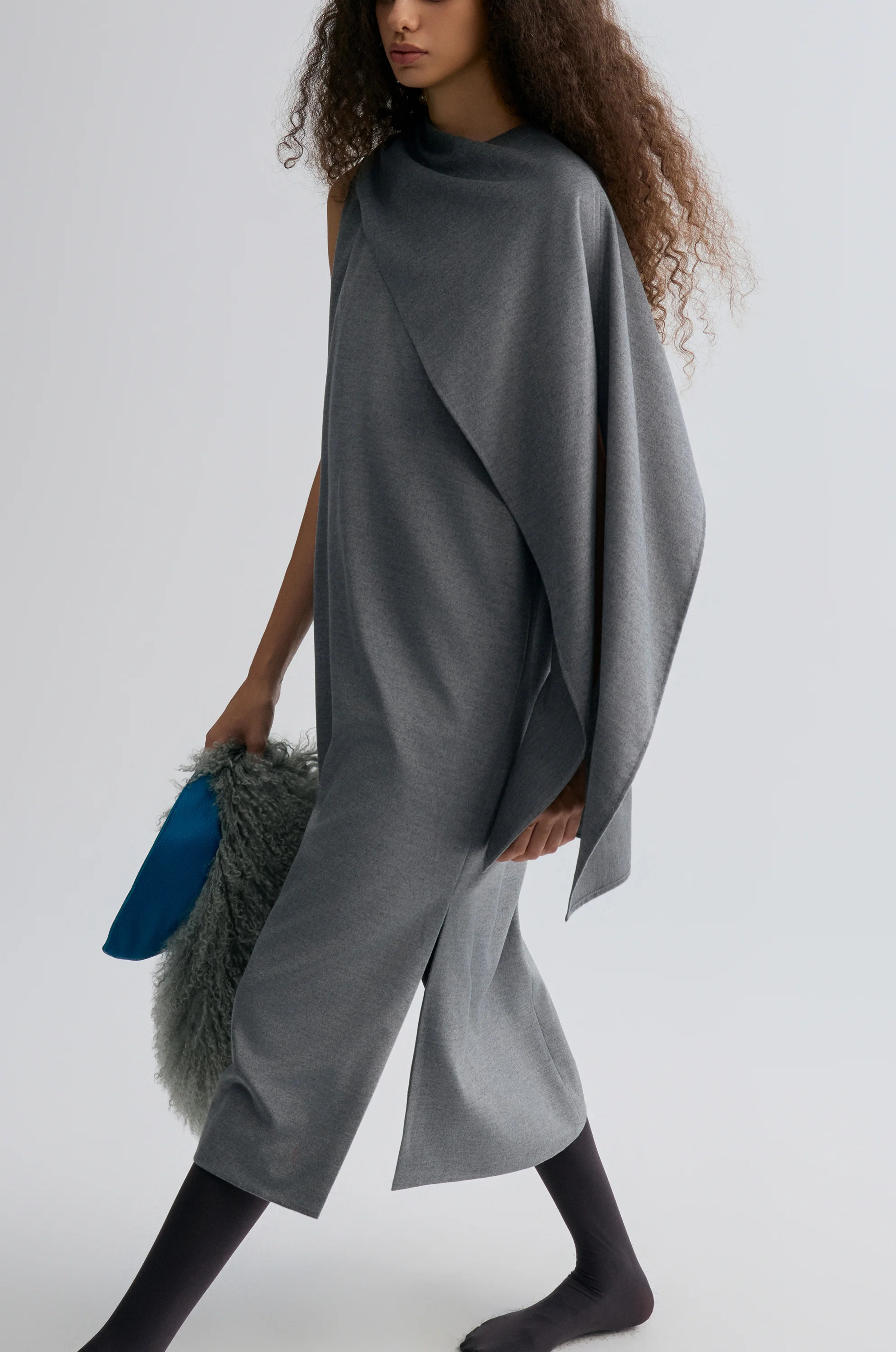 Opera Cape Maxi Dress Grey Melange - Image 9