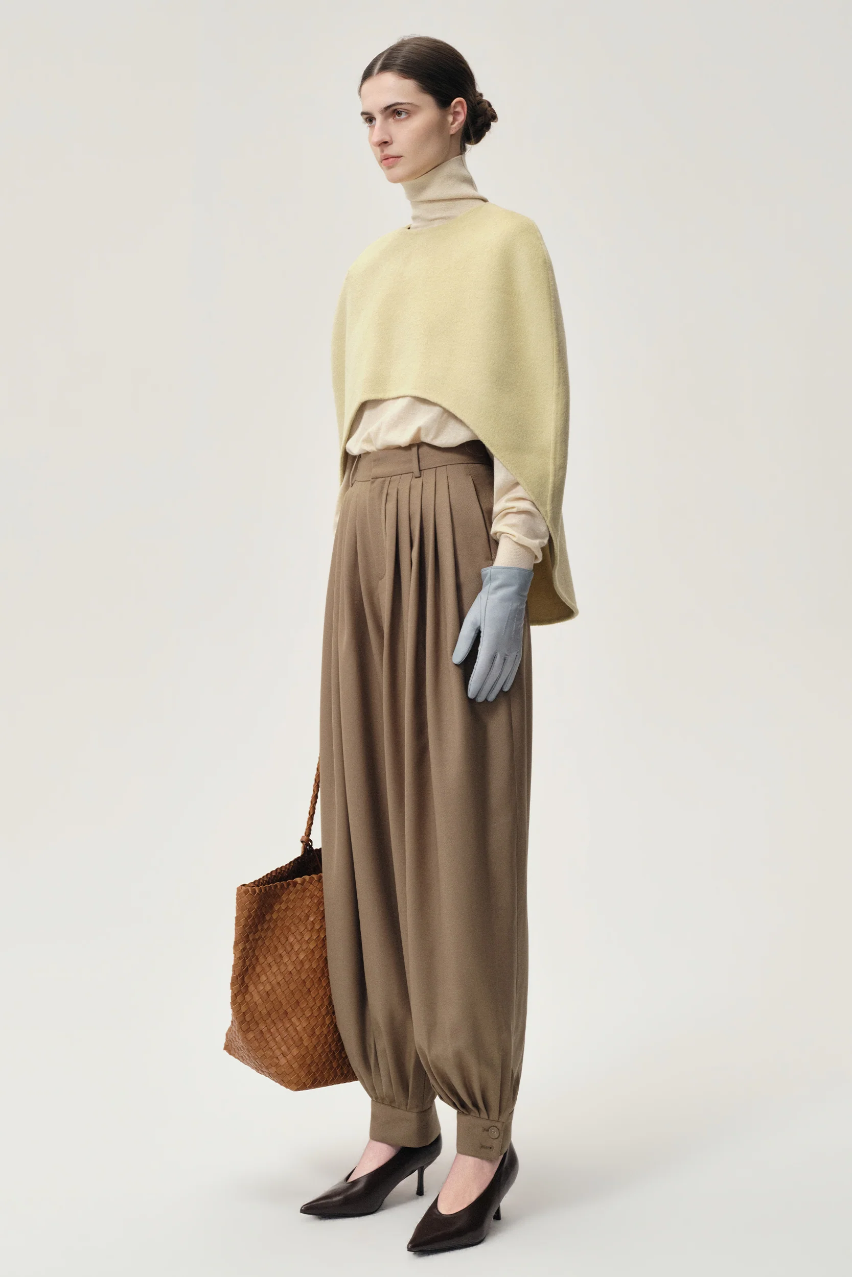 Opera Double-faced  Wool Cape Top Butter - Image 2