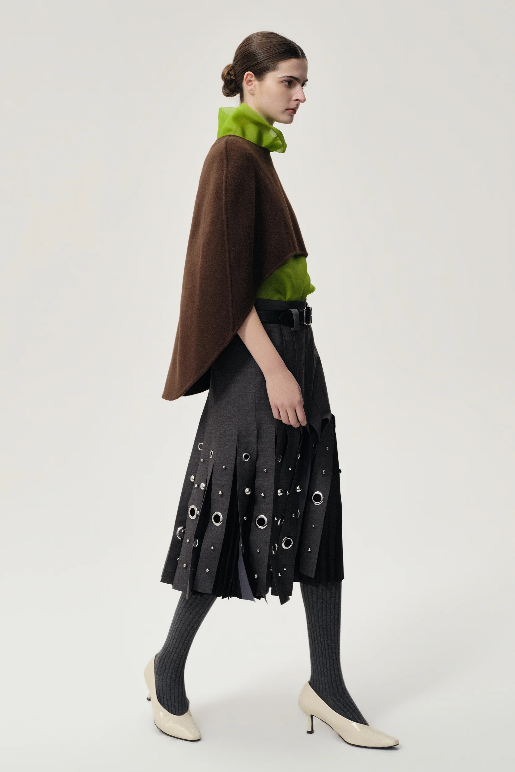 Opera Double-faced  Wool Cape Top Chocolate Brown - Image 2