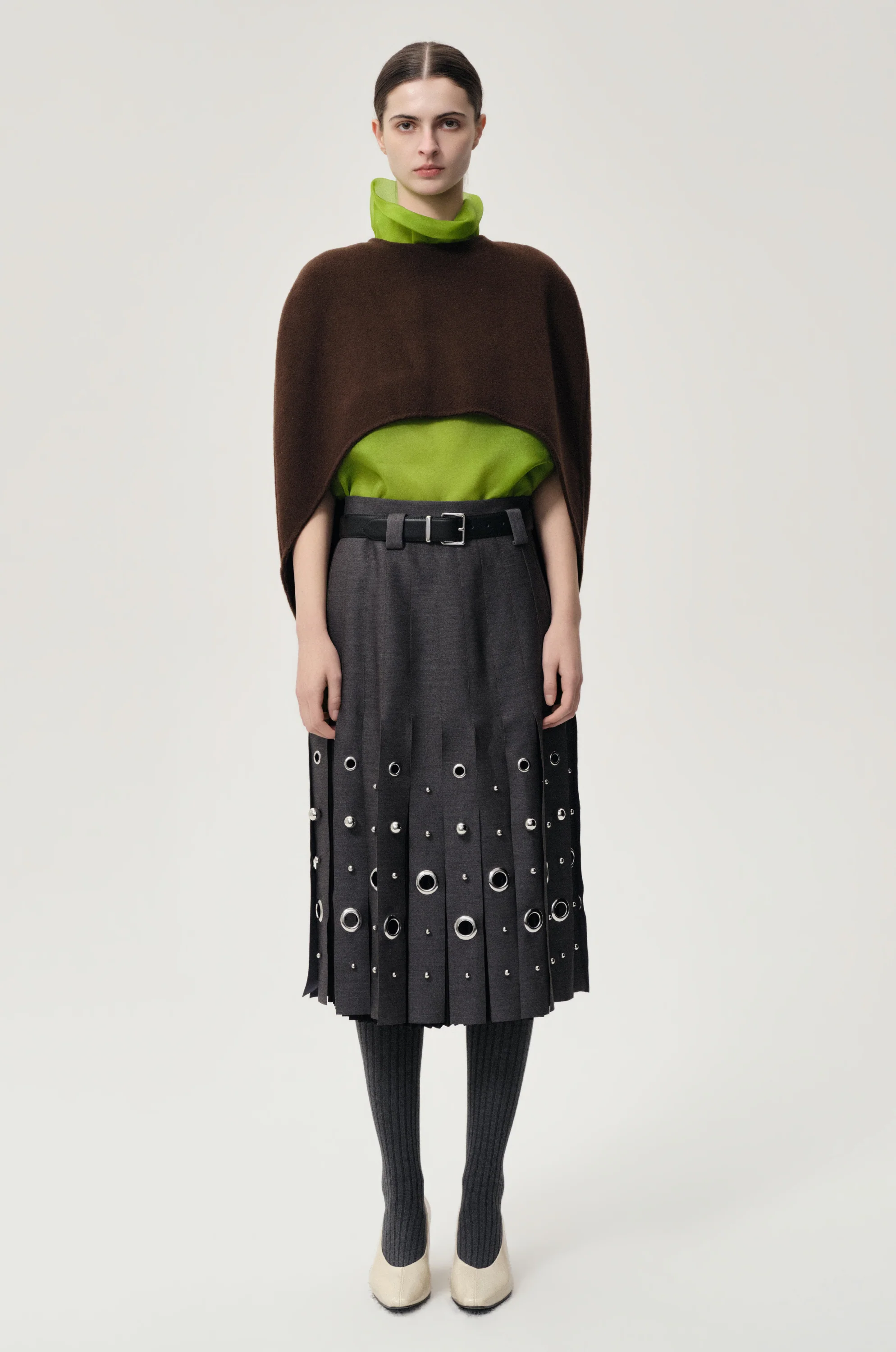 Opera Double-faced  Wool Cape Top Chocolate Brown - Image 3
