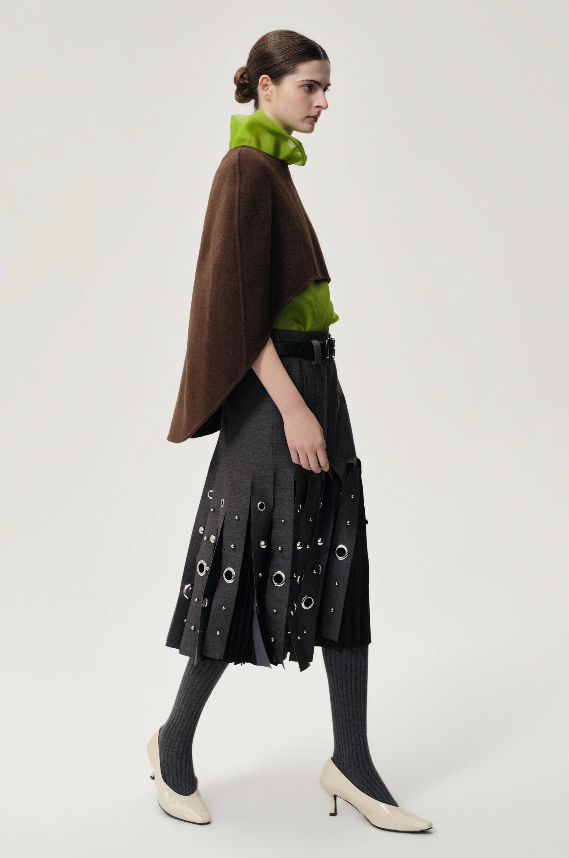 Opera Double-faced  Wool Cape Top Chocolate Brown - Image 4