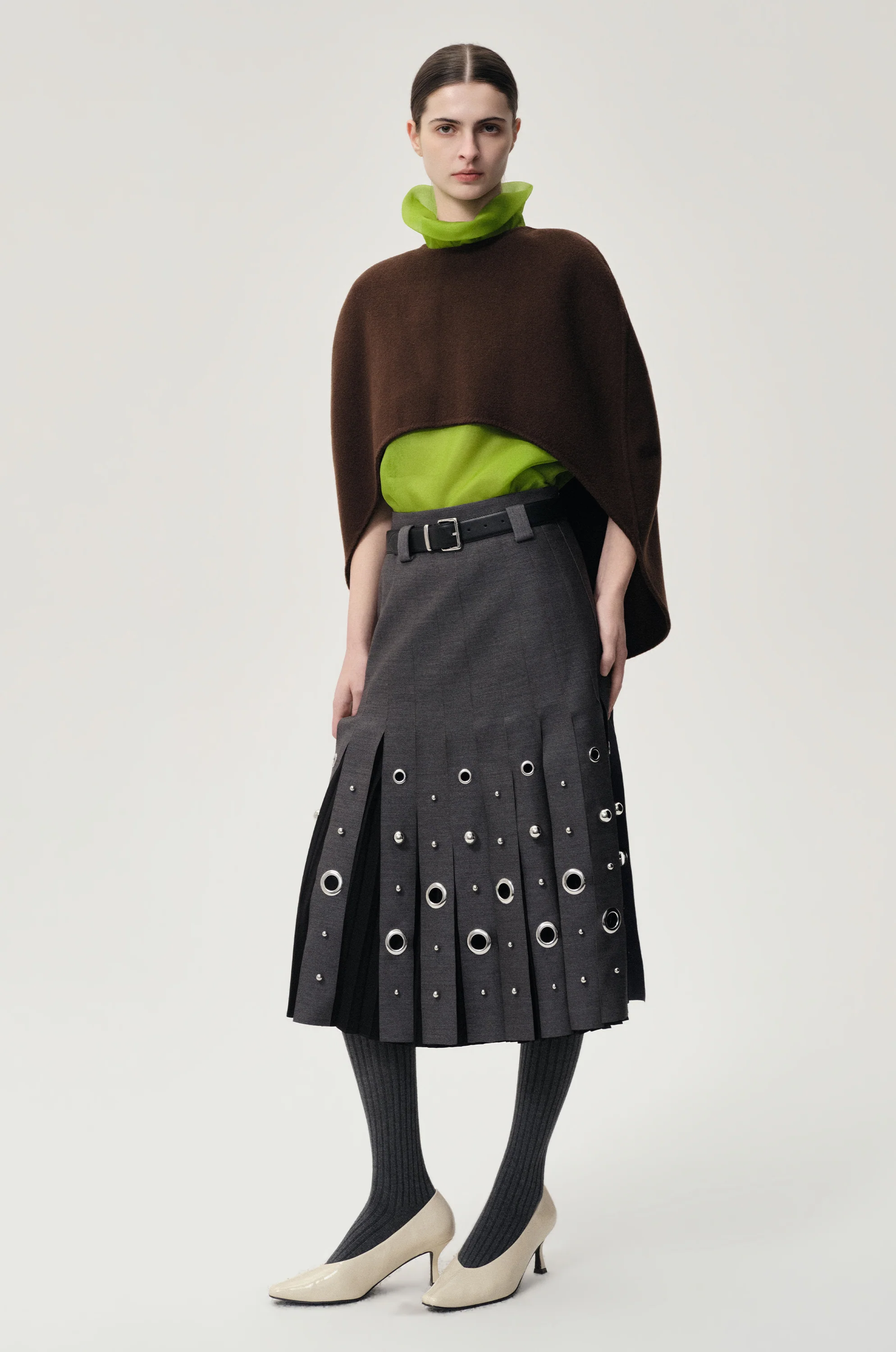 Opera Double-faced  Wool Cape Top Chocolate Brown - Image 5