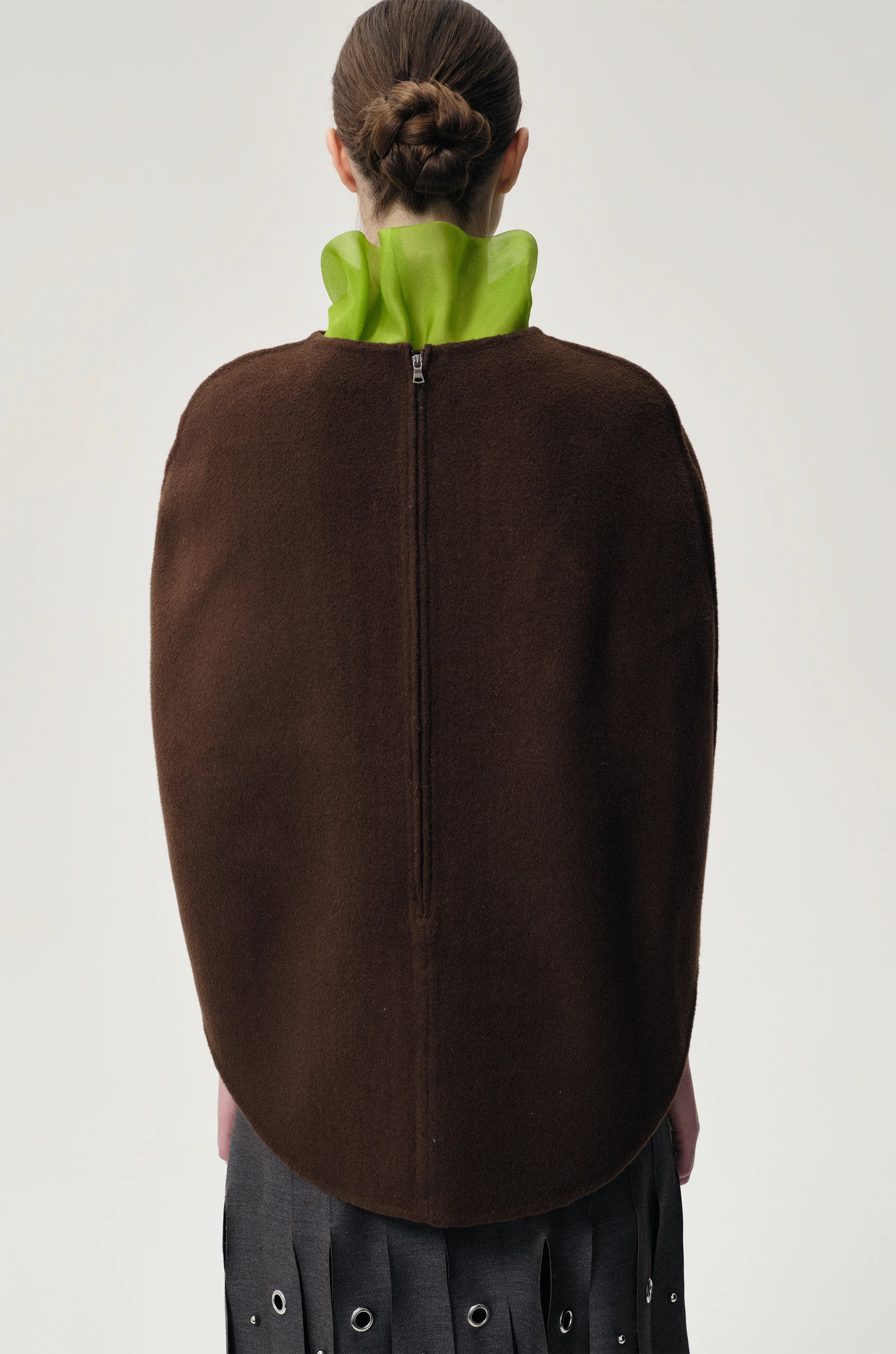 Opera Double-faced  Wool Cape Top Chocolate Brown - Image 6