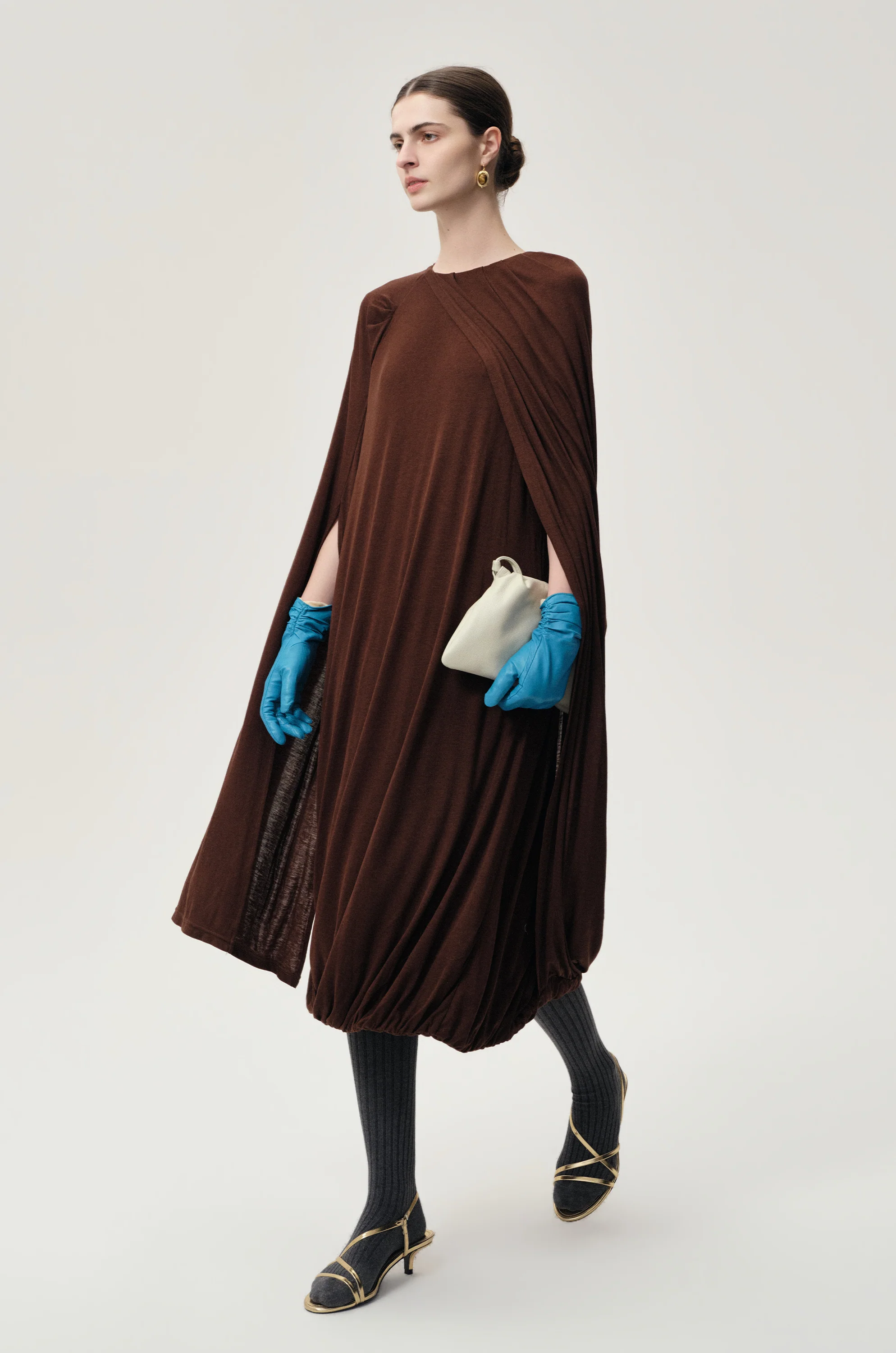 Opera Twisted Jersey Dress Cocoa Brown - Image 8