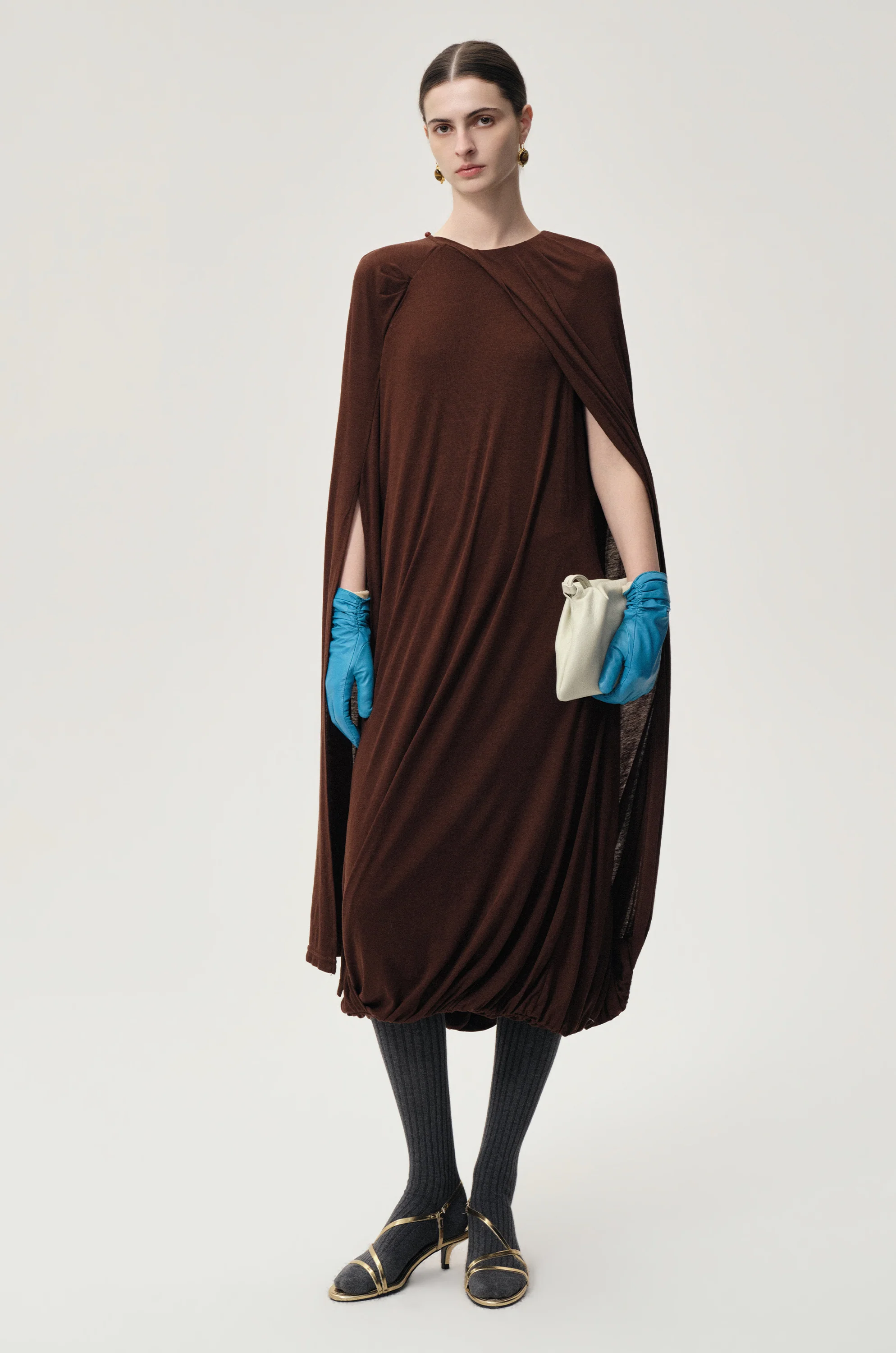 Opera Twisted Jersey Dress Cocoa Brown - Image 9