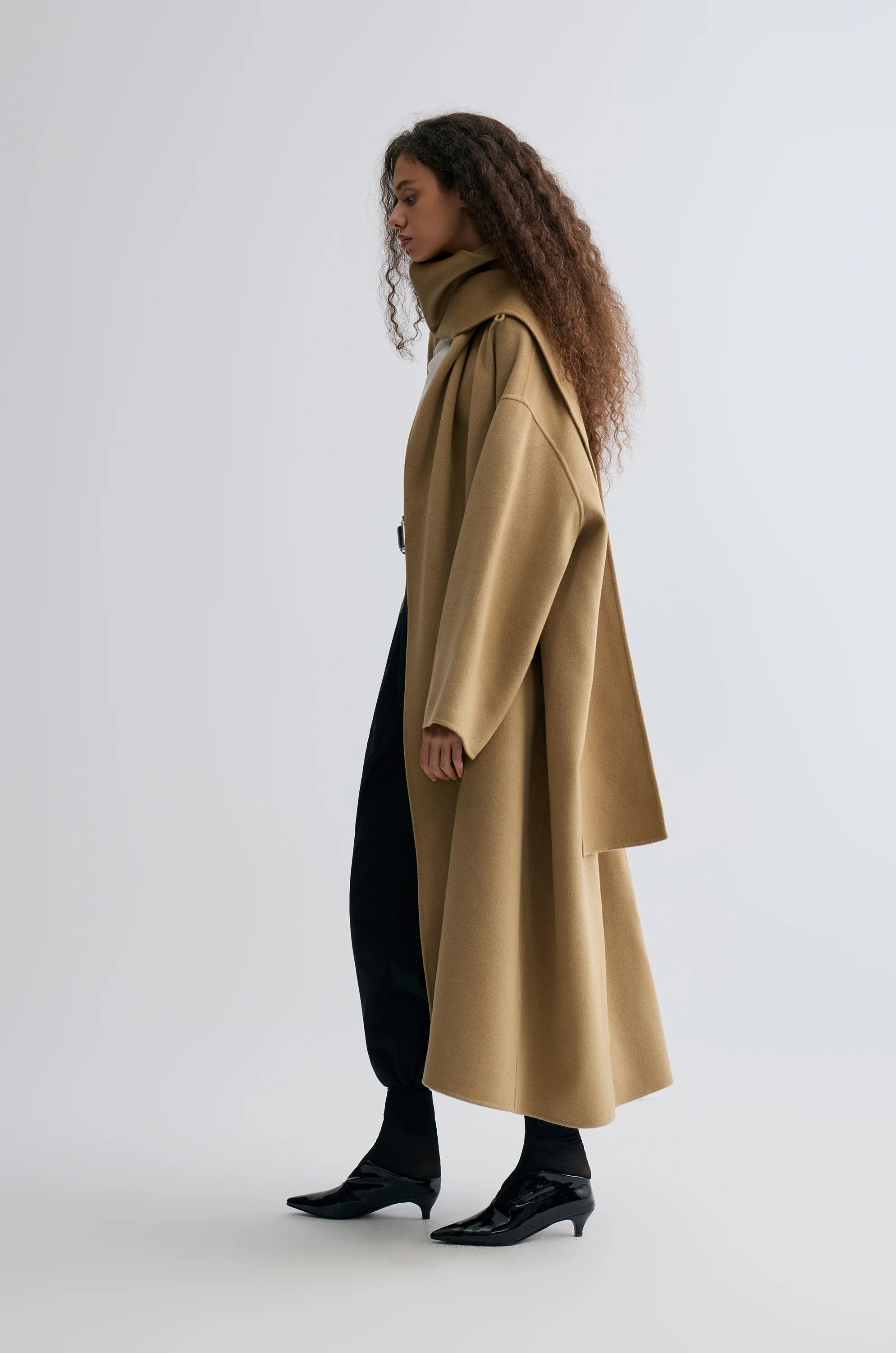 Oversized Double-faced Scarf Coat Hazel - Image 11