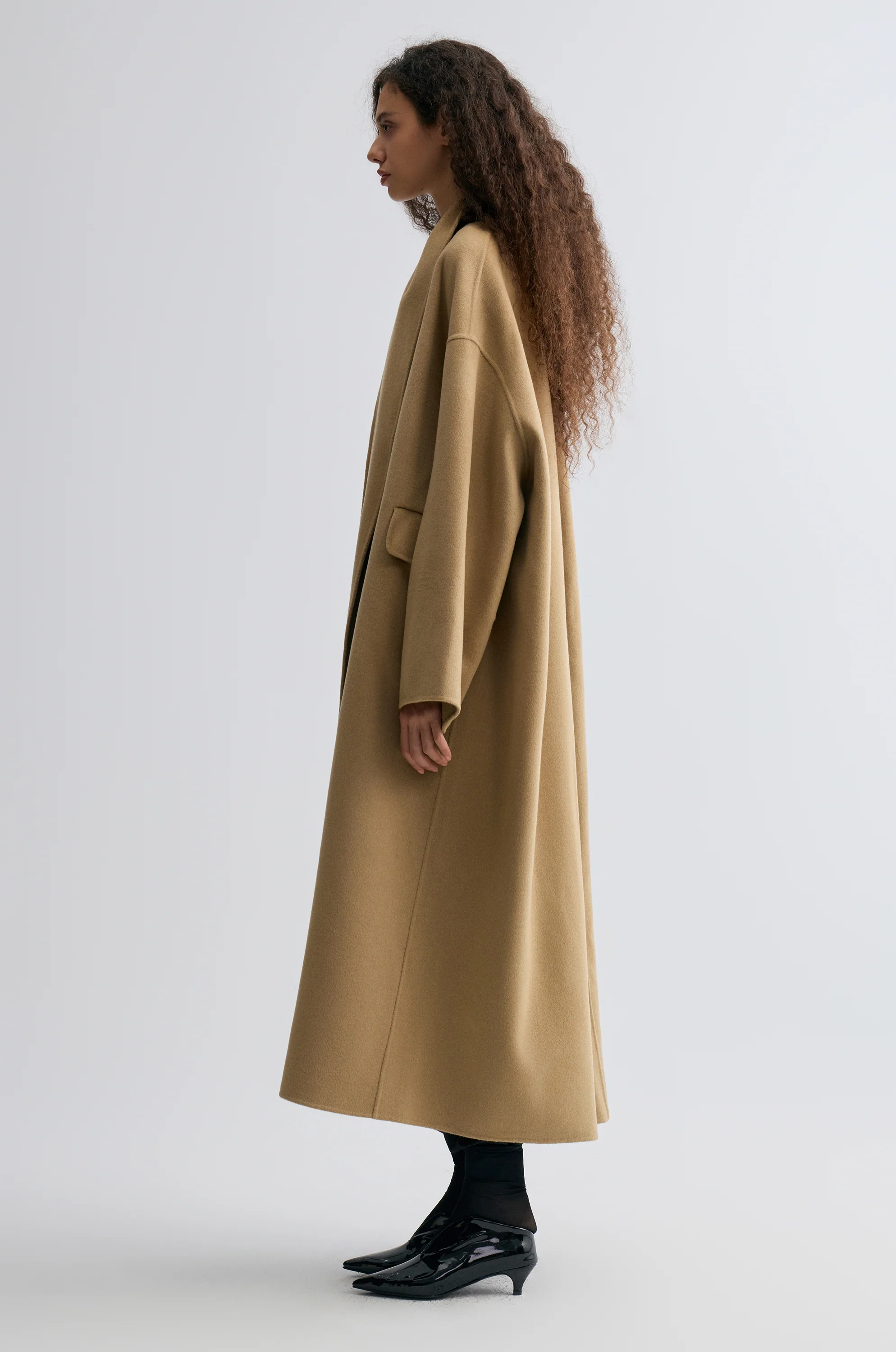 Oversized Double-faced Scarf Coat Hazel - Image 8
