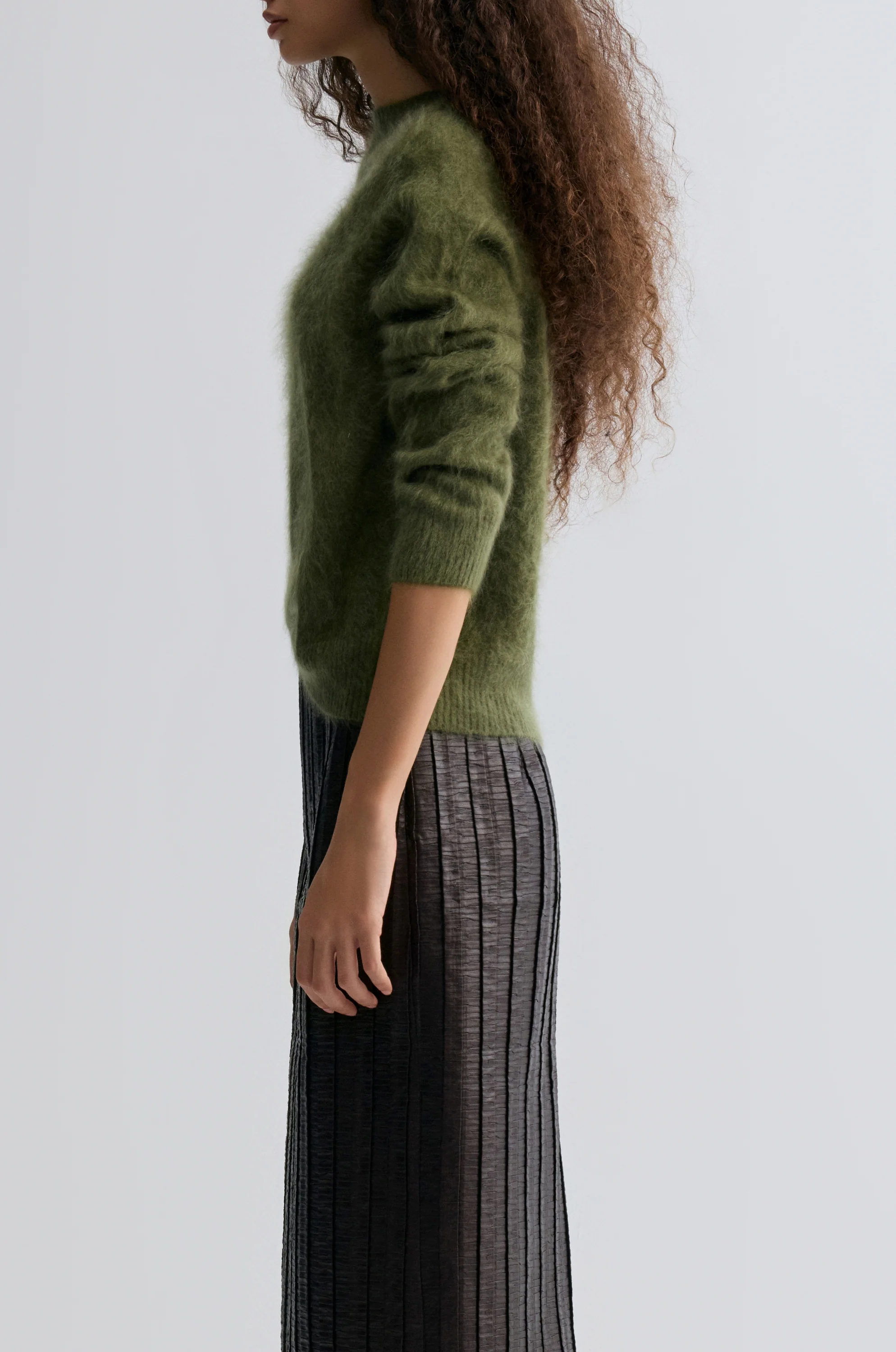 Plush Boxy  Brushed Cashmere Sweater Moutain Green - Image 4