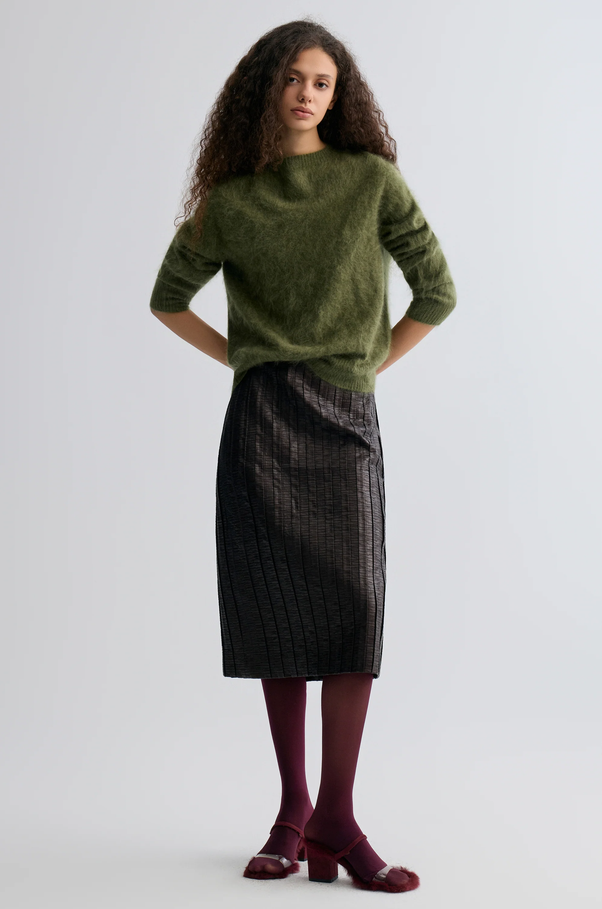 Plush Boxy  Brushed Cashmere Sweater Moutain Green - Image 5
