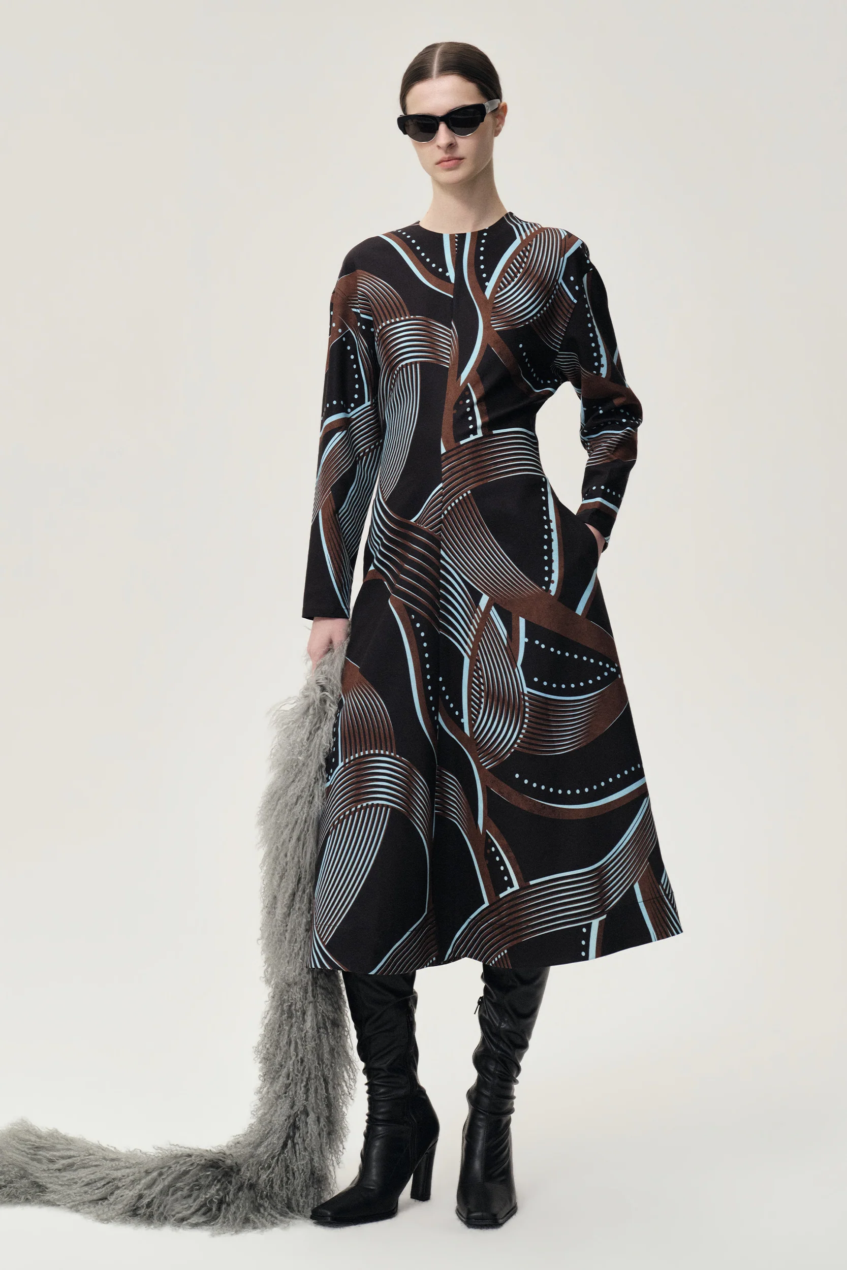 Printed Draped-waist Dress Multi - Image 2
