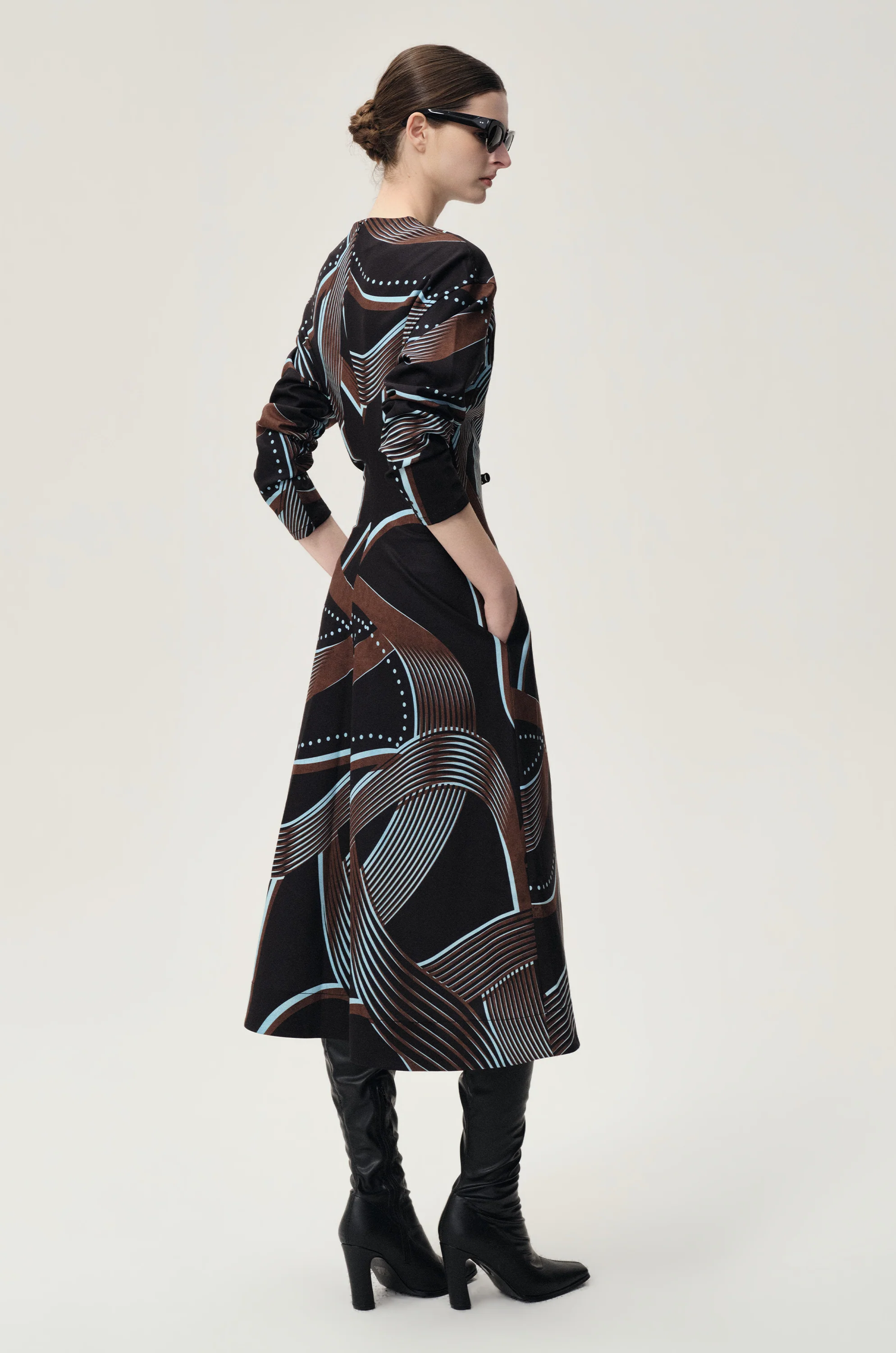 Printed Draped-waist Dress Multi - Image 4