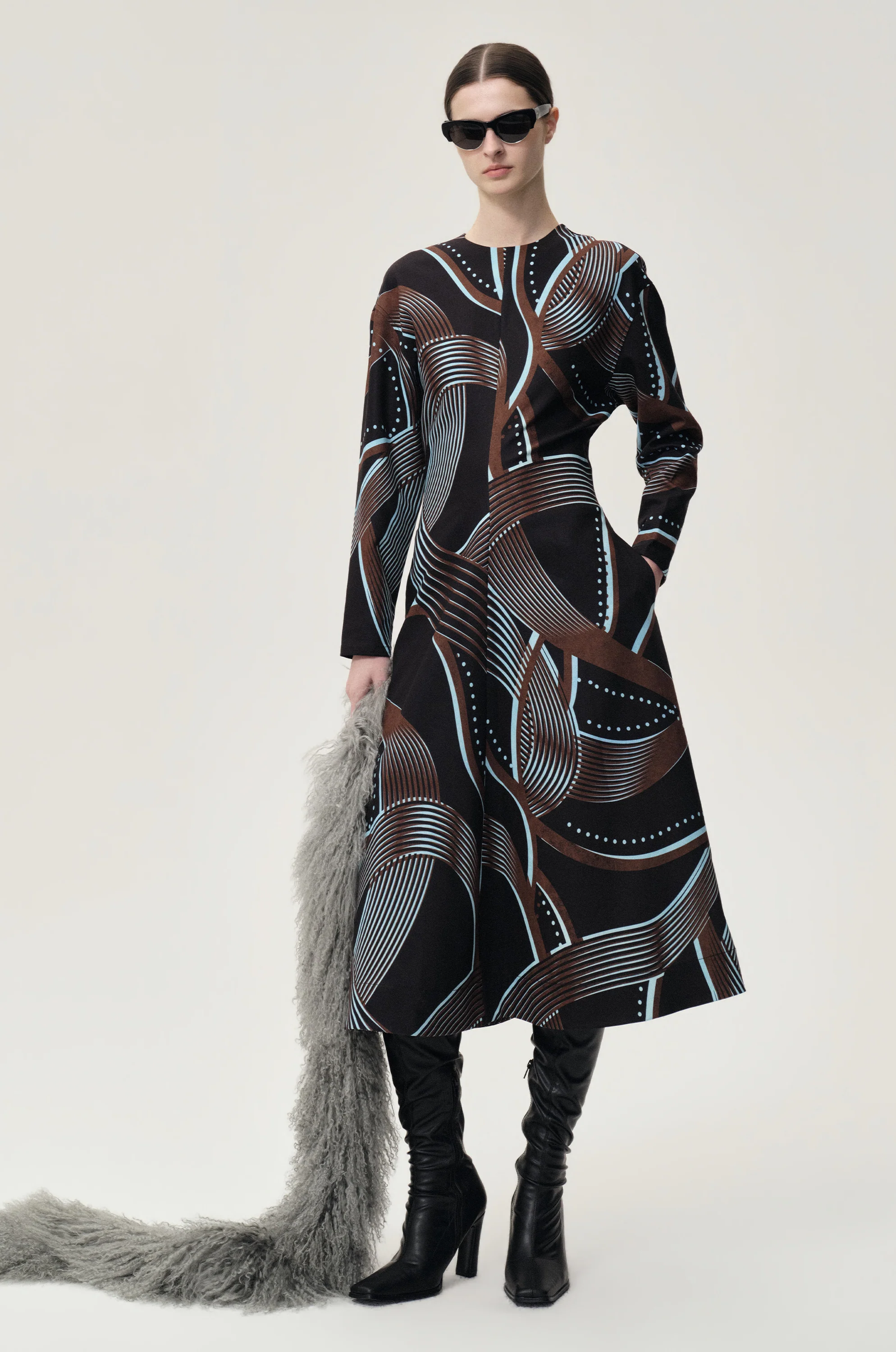 Printed Draped-waist Dress Multi - Image 7