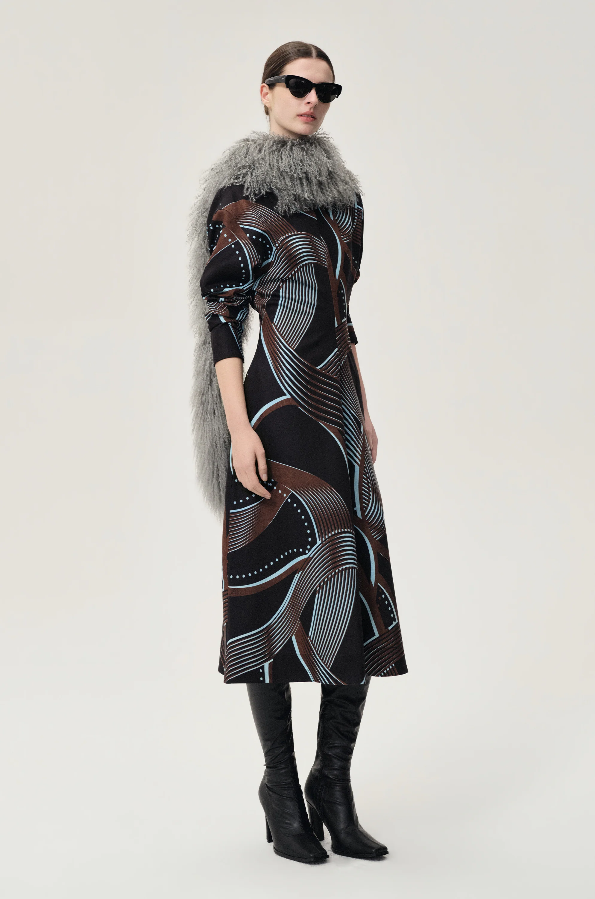 Printed Draped-waist Dress Multi - Image 8