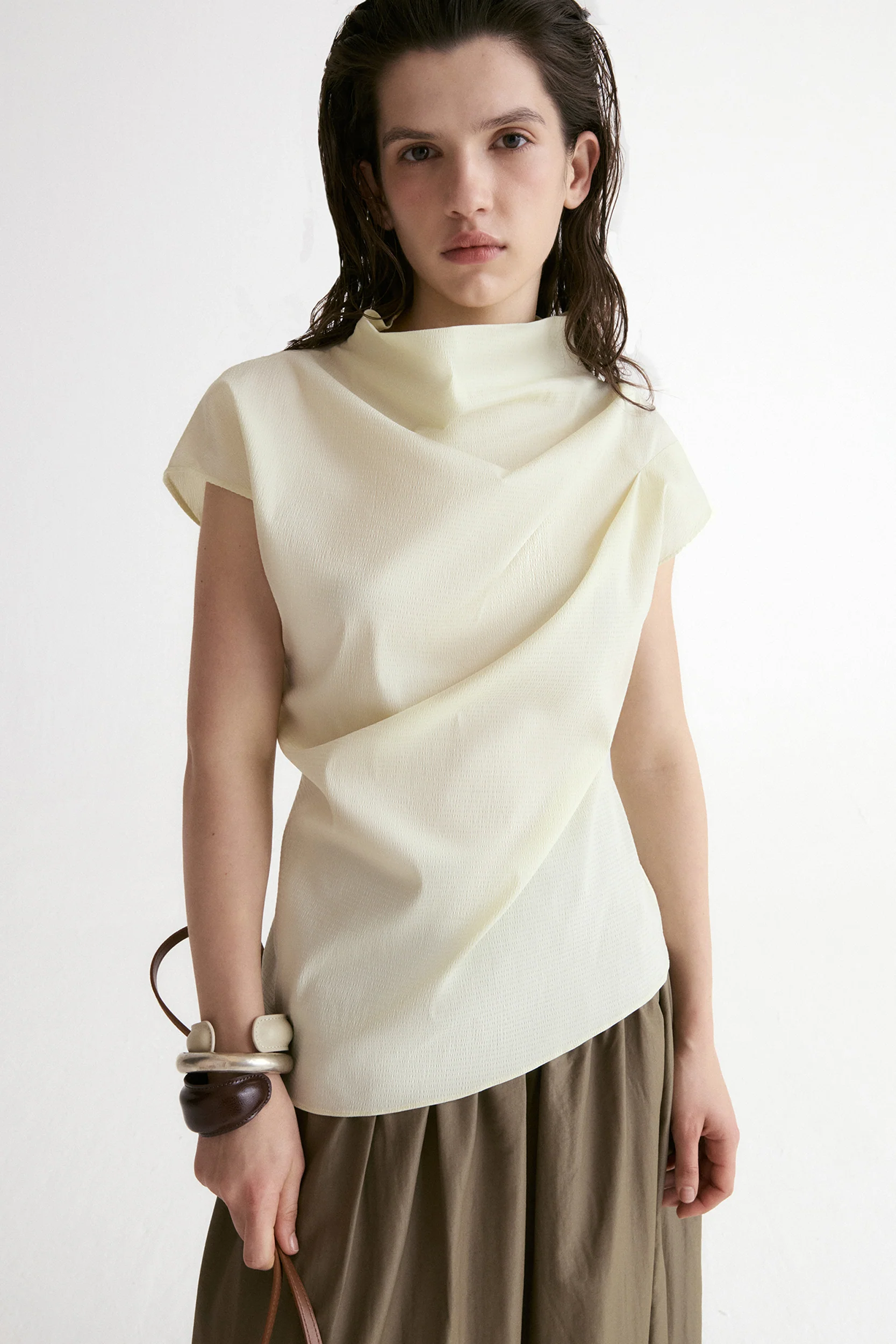 Provence Draped Shirt-Vanilla - Image 7