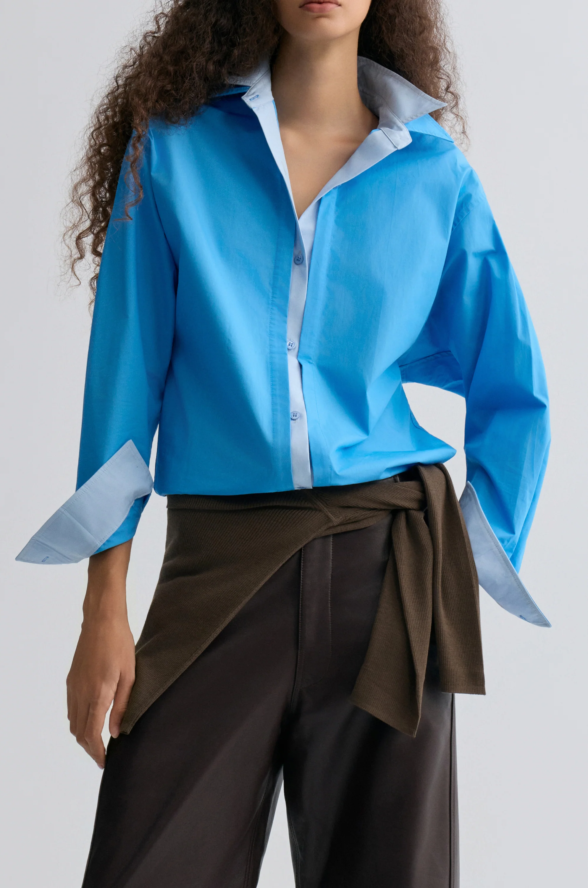 Relaxed Double-layer Shirt Periwinkle Blue - Image 8