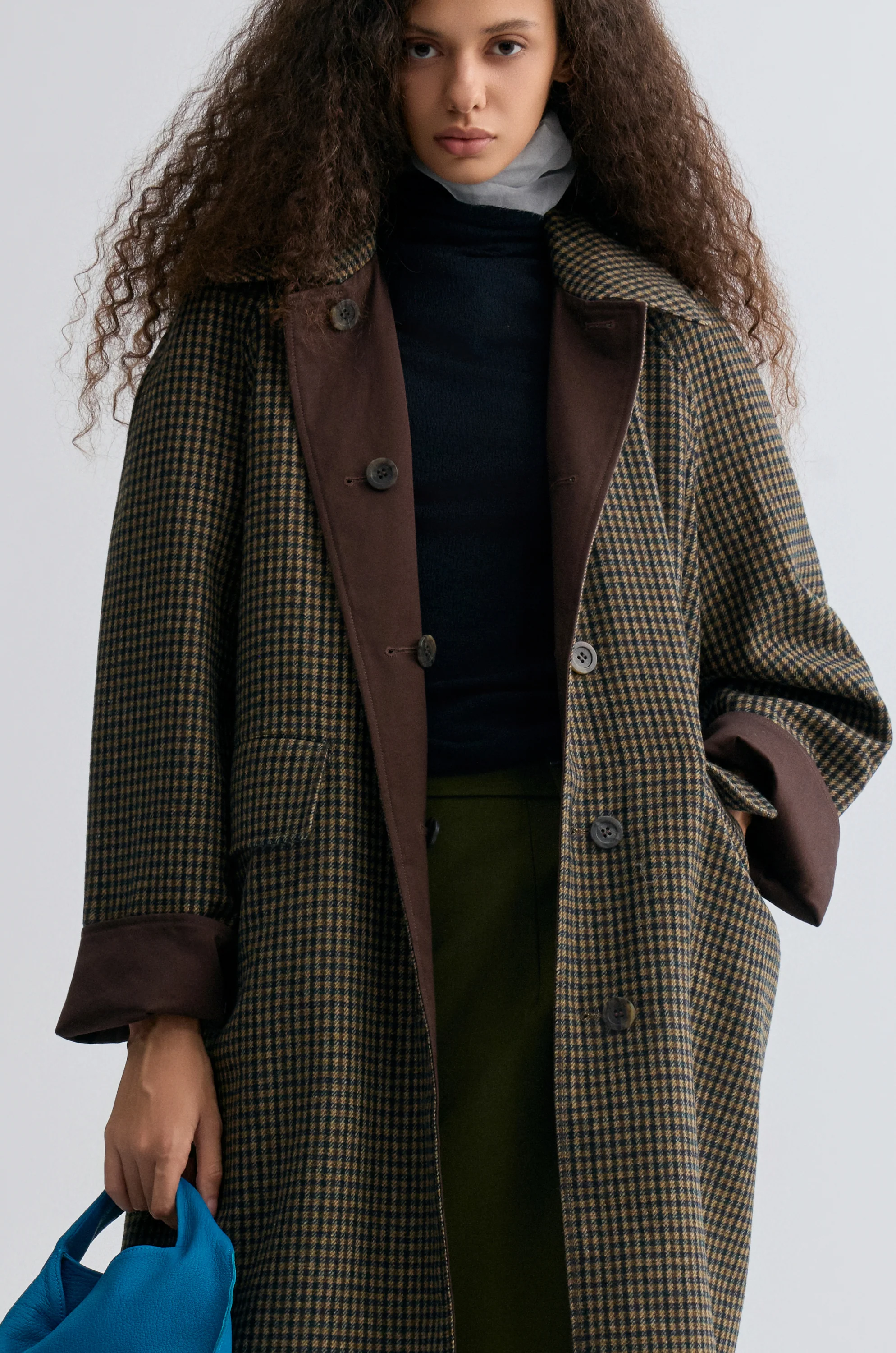Reversible Twill and Check Trench Coat Almandine - Image 8