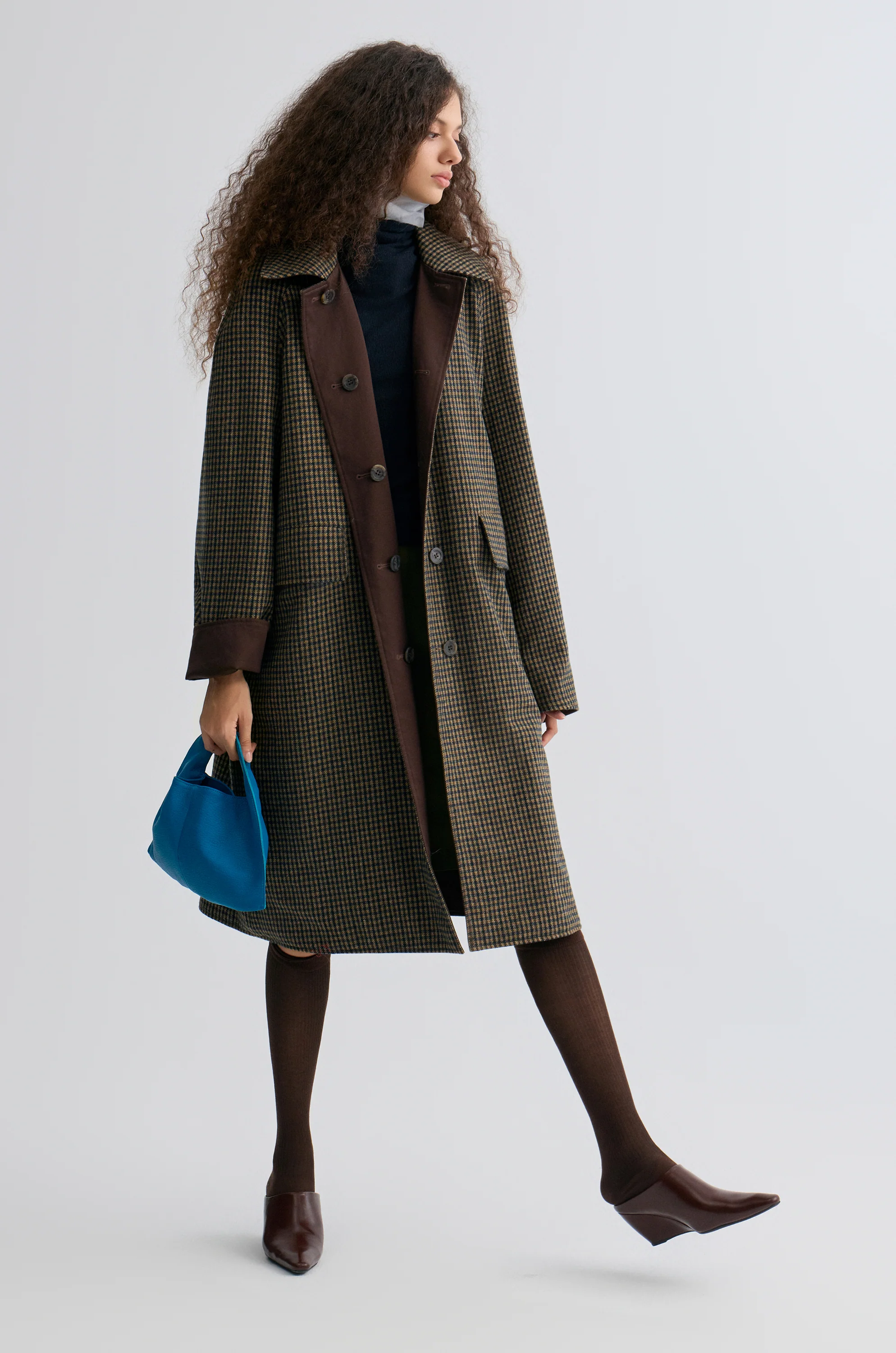 Reversible Twill and Check Trench Coat Almandine - Image 9