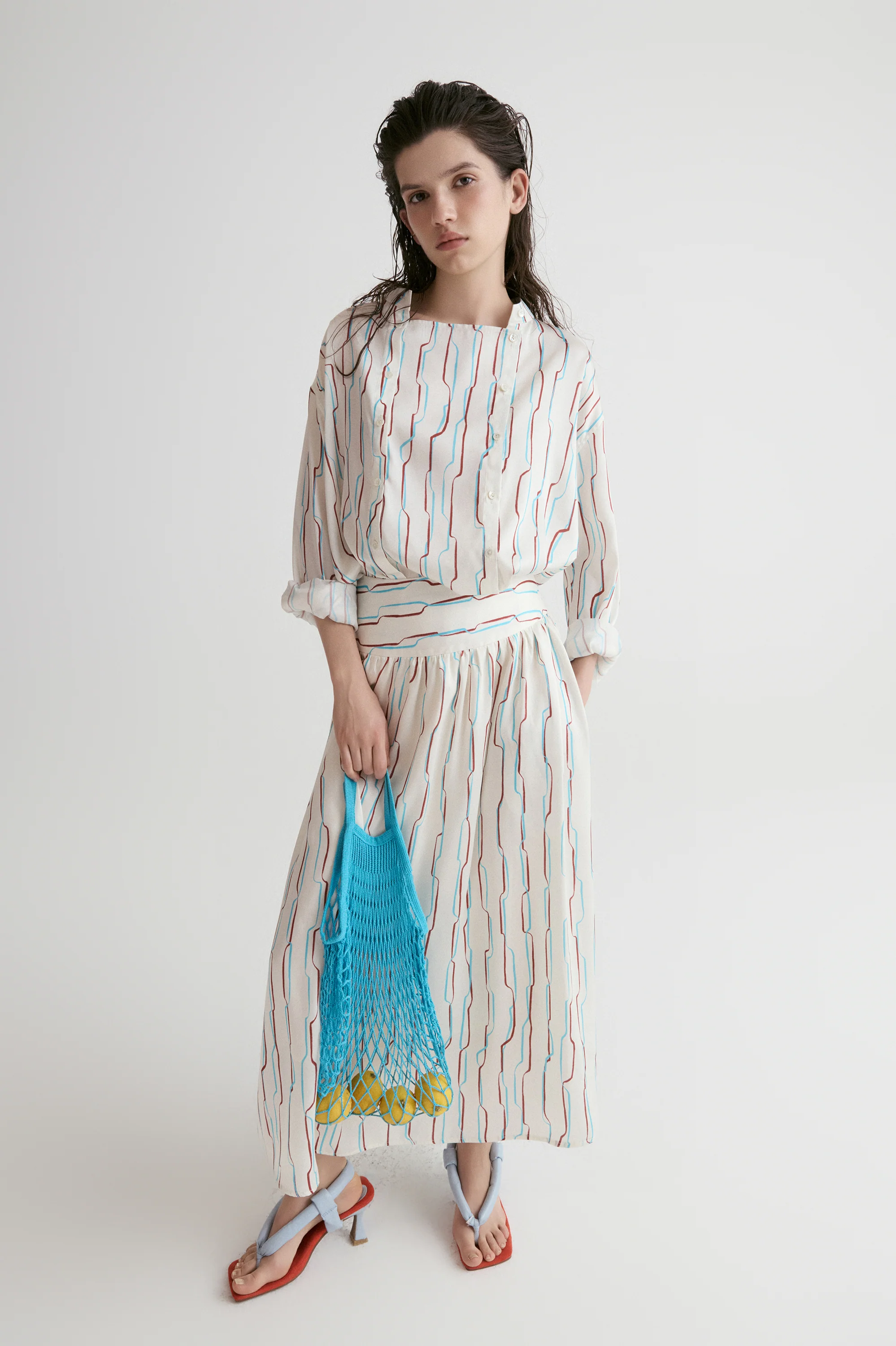 Santorini Full Skirt in Viscose Silk