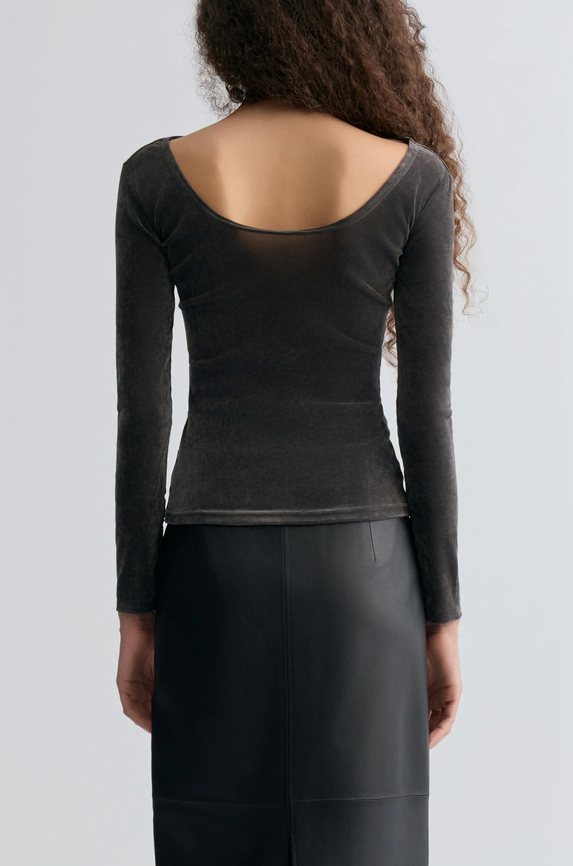 Sheen Velvet Mesh Top Steel Grey - Image 5