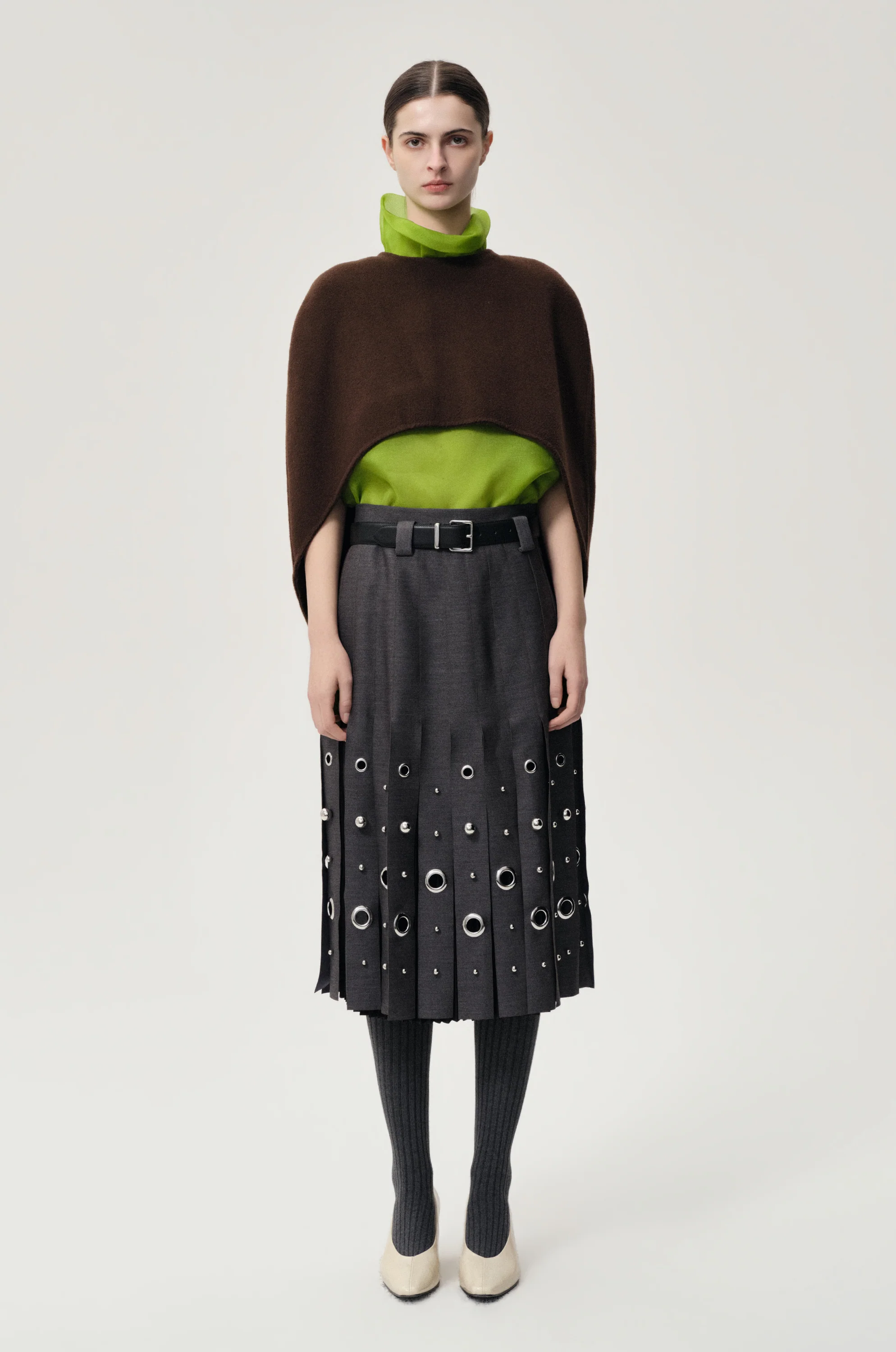 Silk Organza Turtleneck Top Ivy Green - Image 7