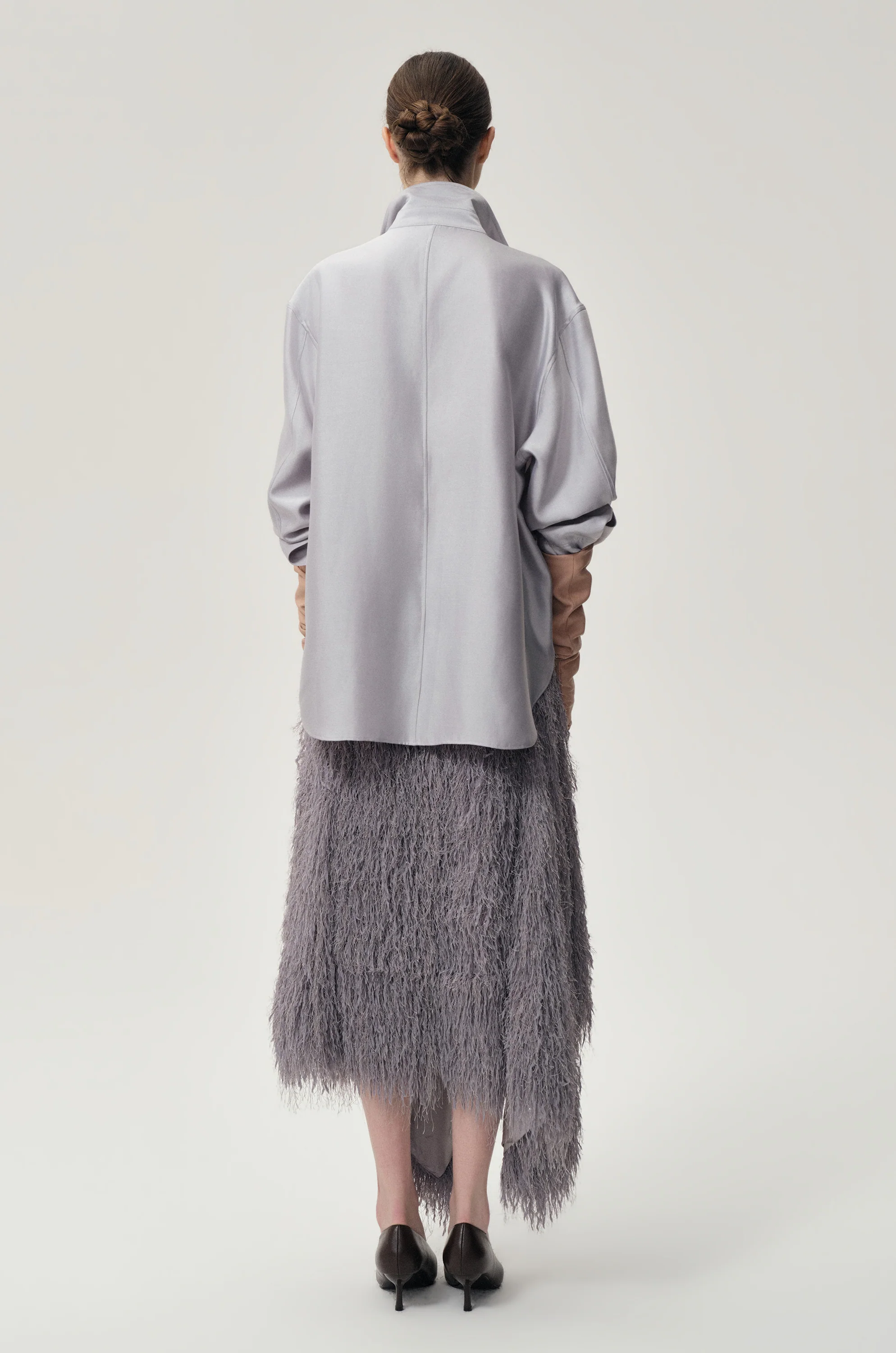 Stud-embellished Shirt Pale Grey - Image 5