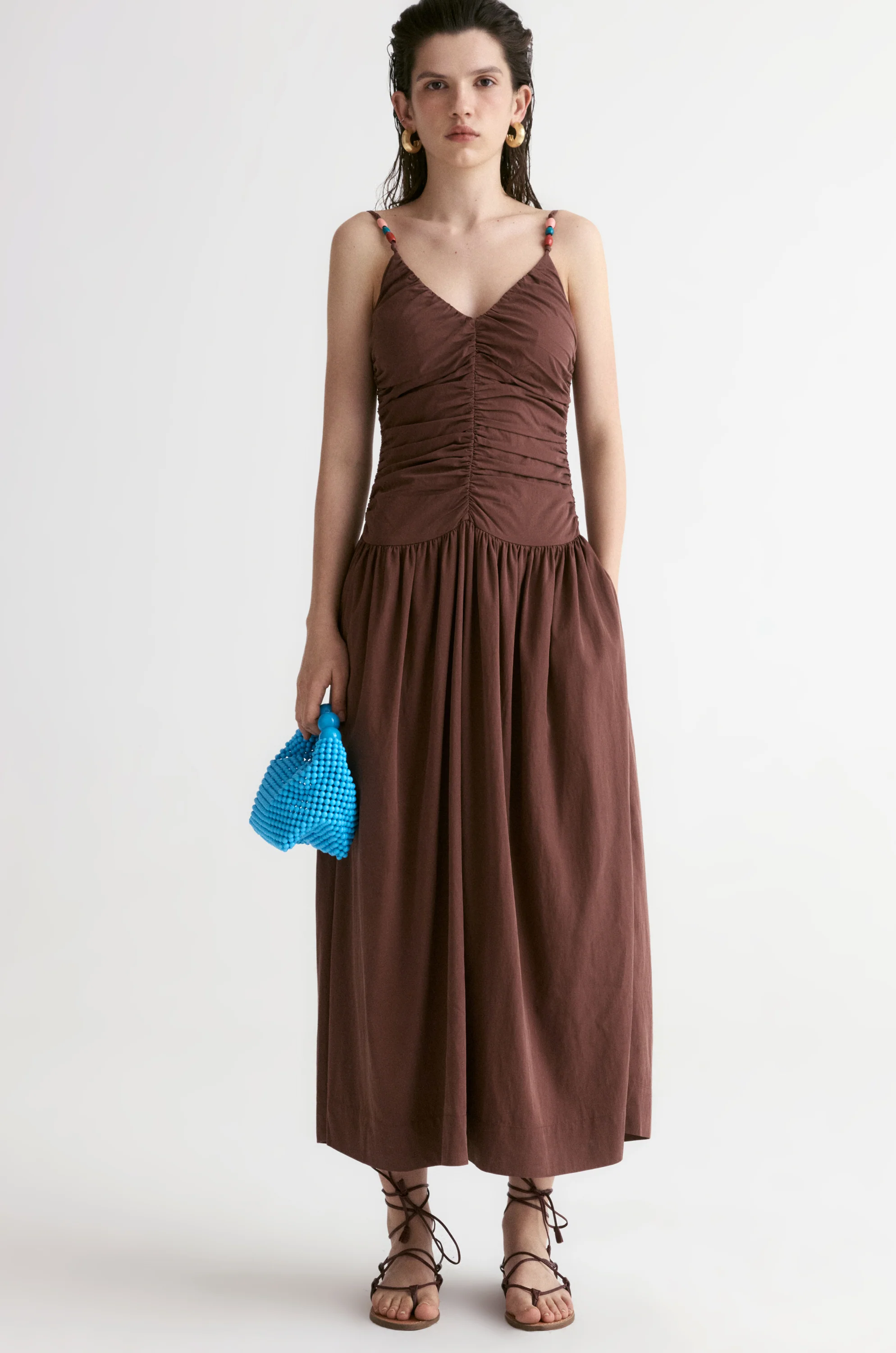 Tuscany Drape Cami Dress-Crimson - Image 9