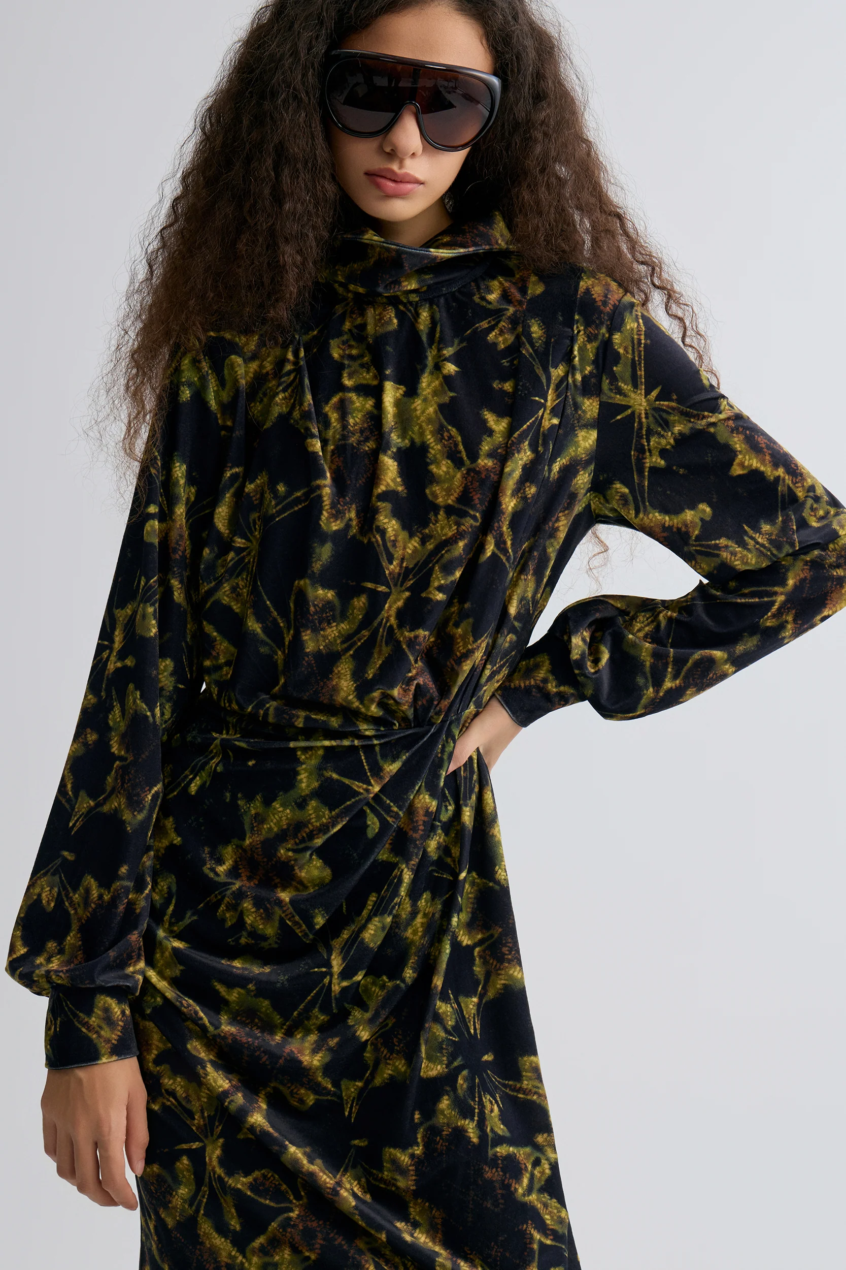 Velvet Printed Dress - Image 2