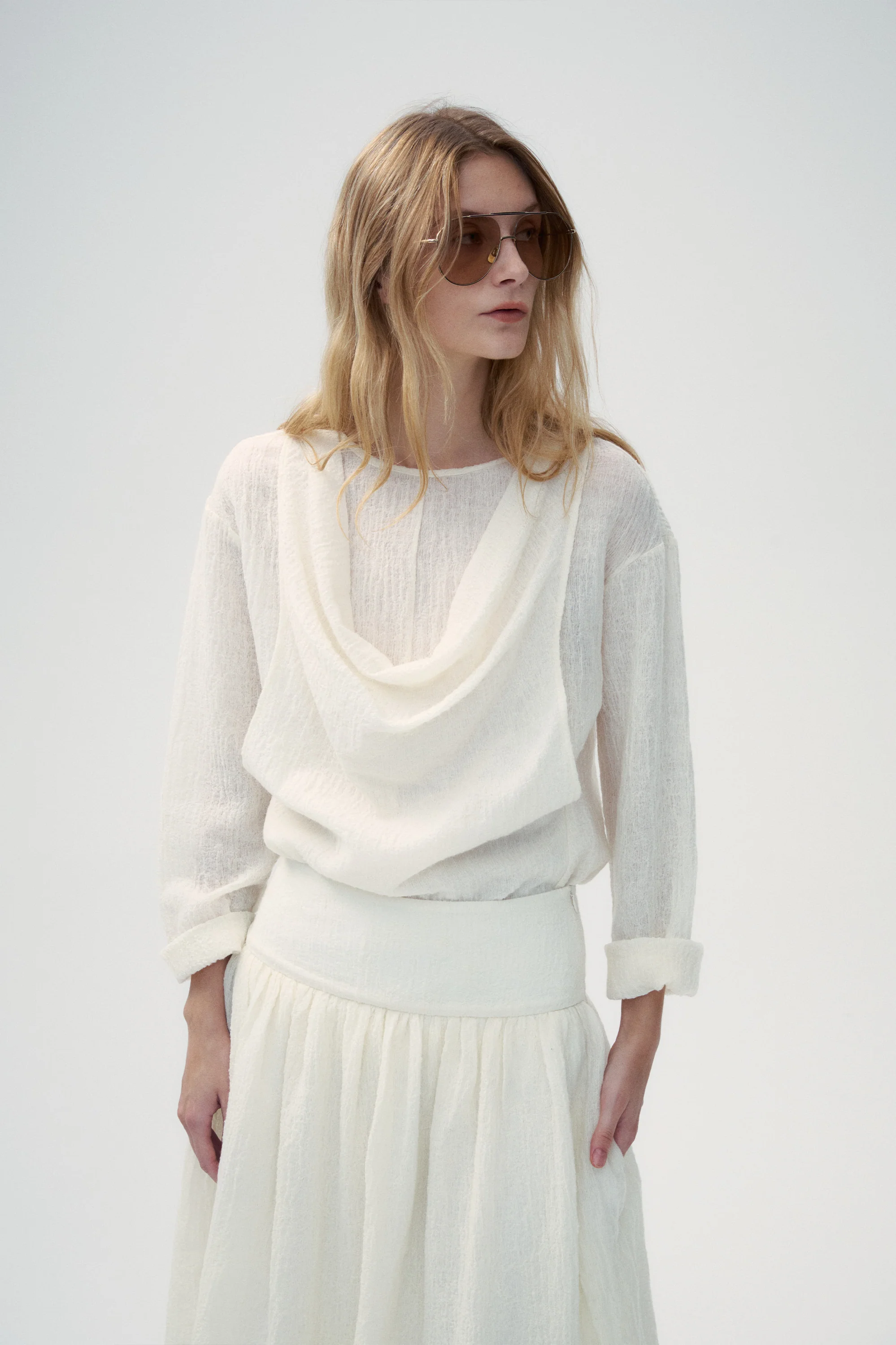 Voluminous Wool Blend Knitted Pullover - Ruby - Image 5